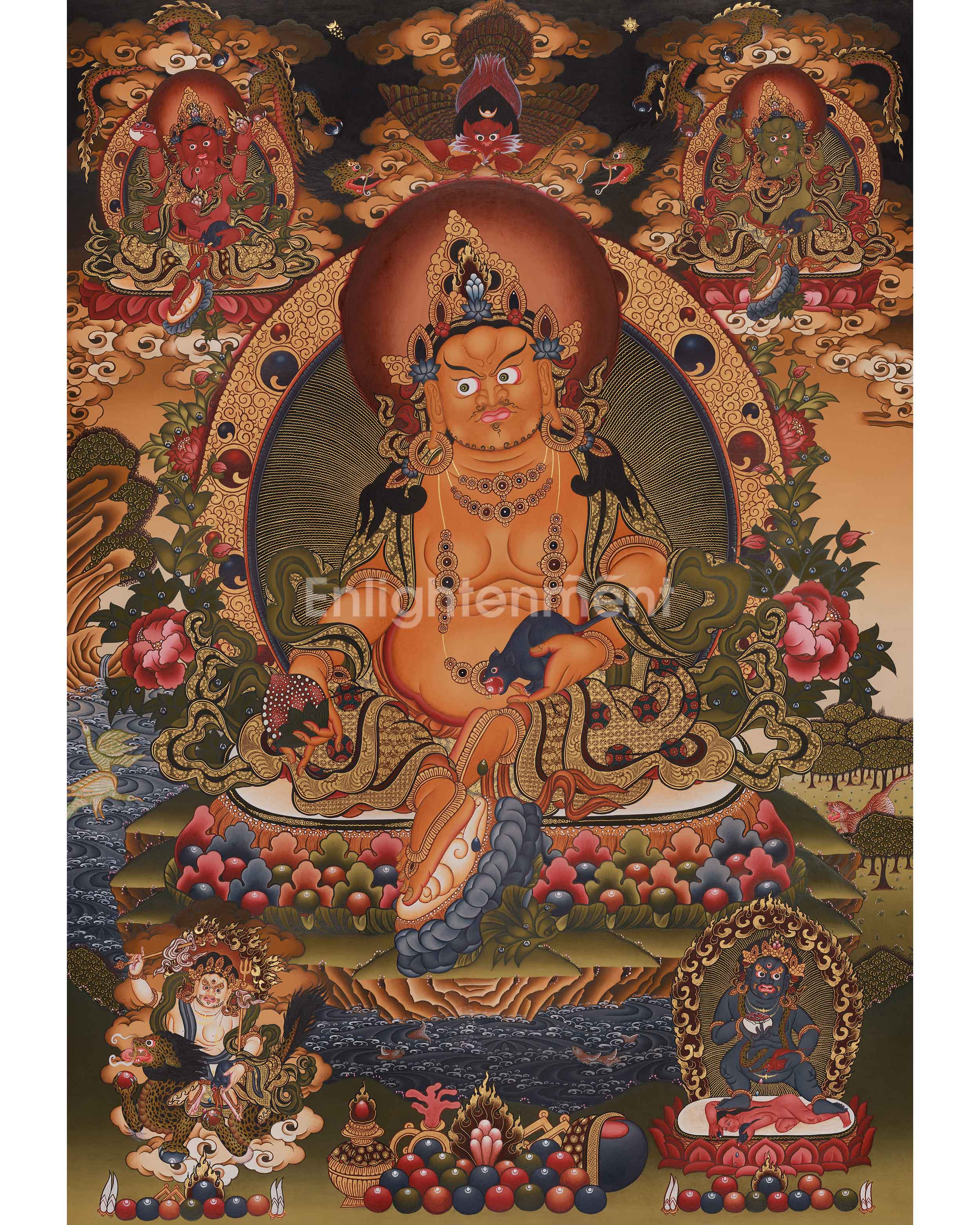 Traditional Thangka of Five Dzambhala