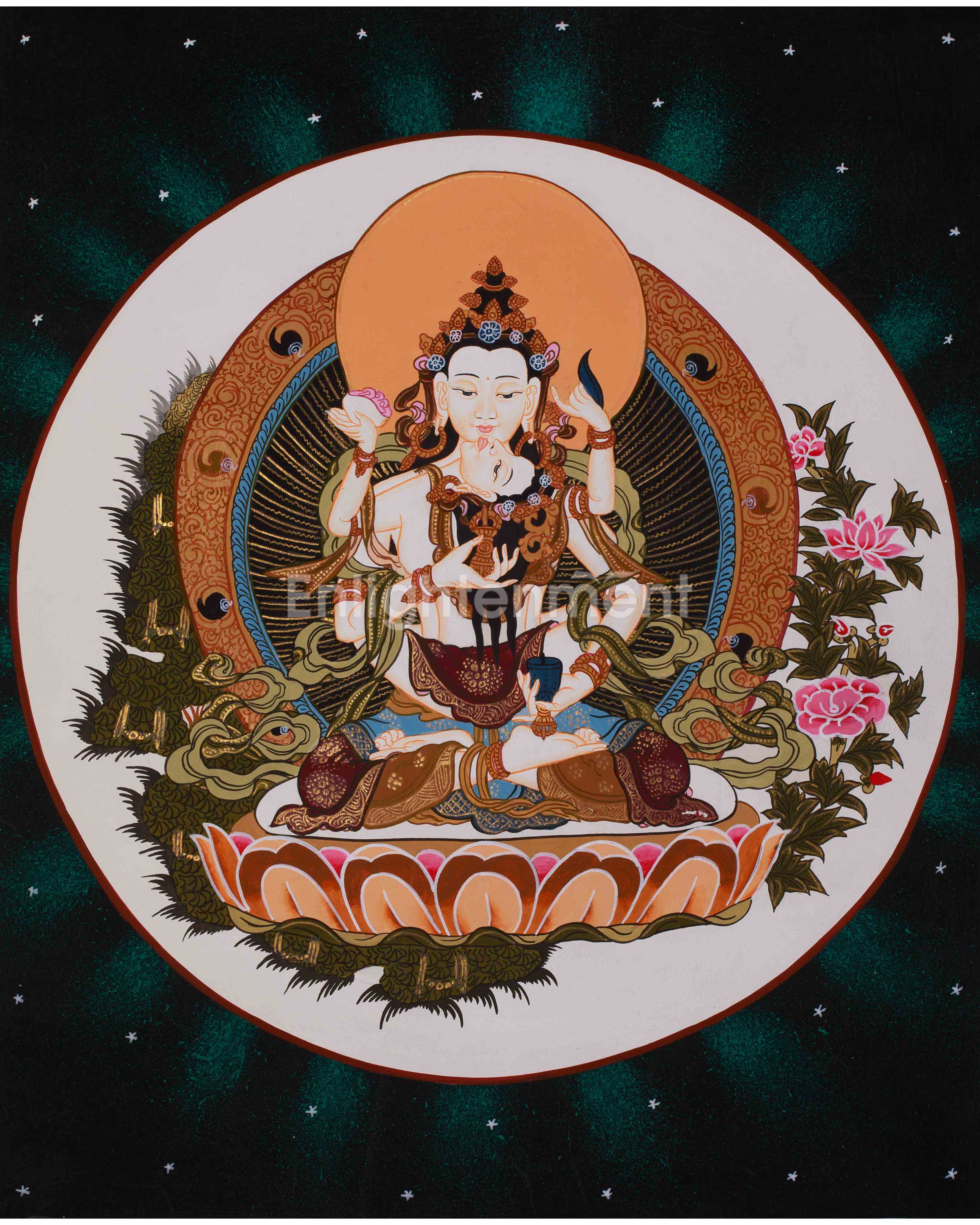 Traditional Thangka of Vajrasattva With Consort