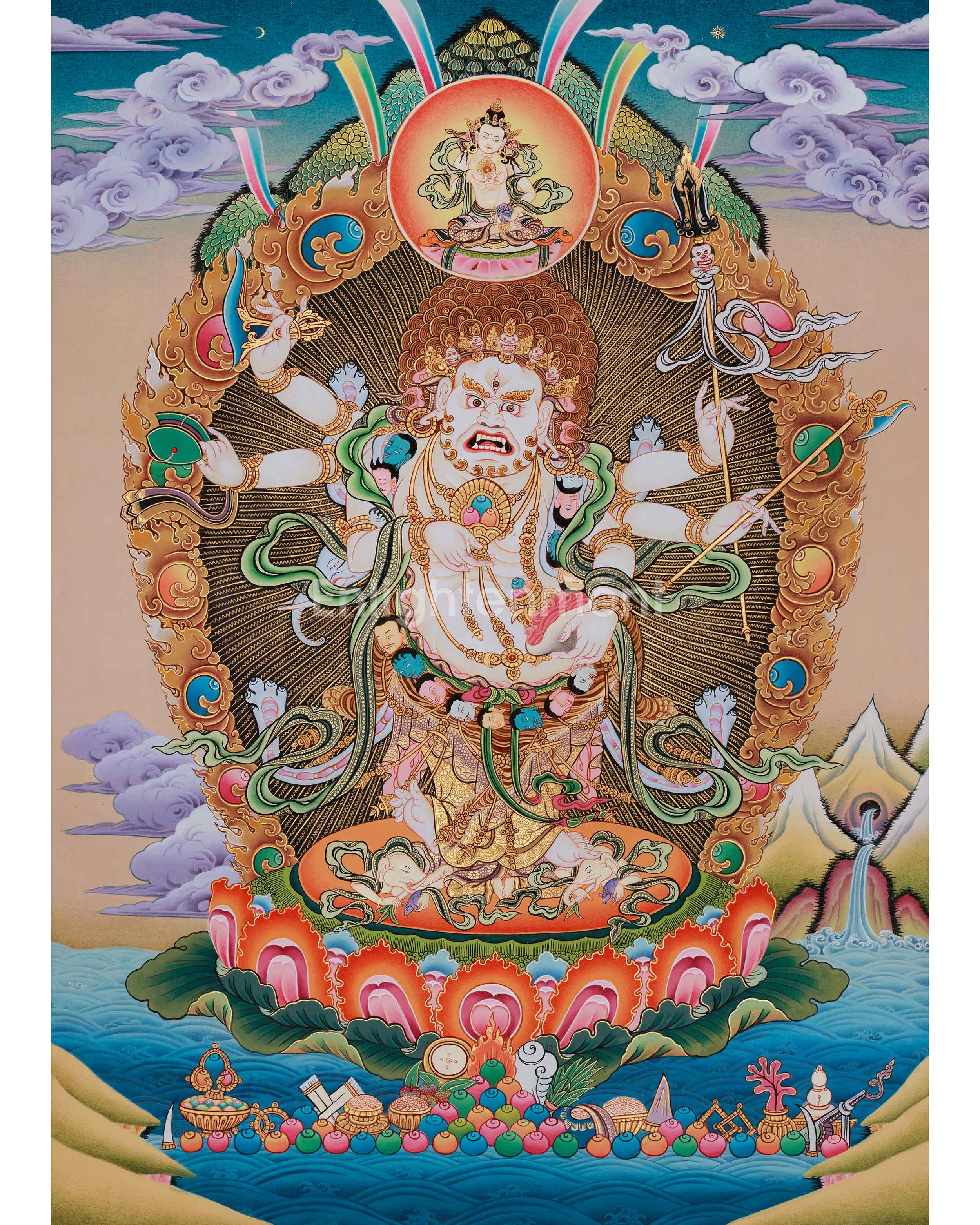 Traditional White Mahakala Thangka