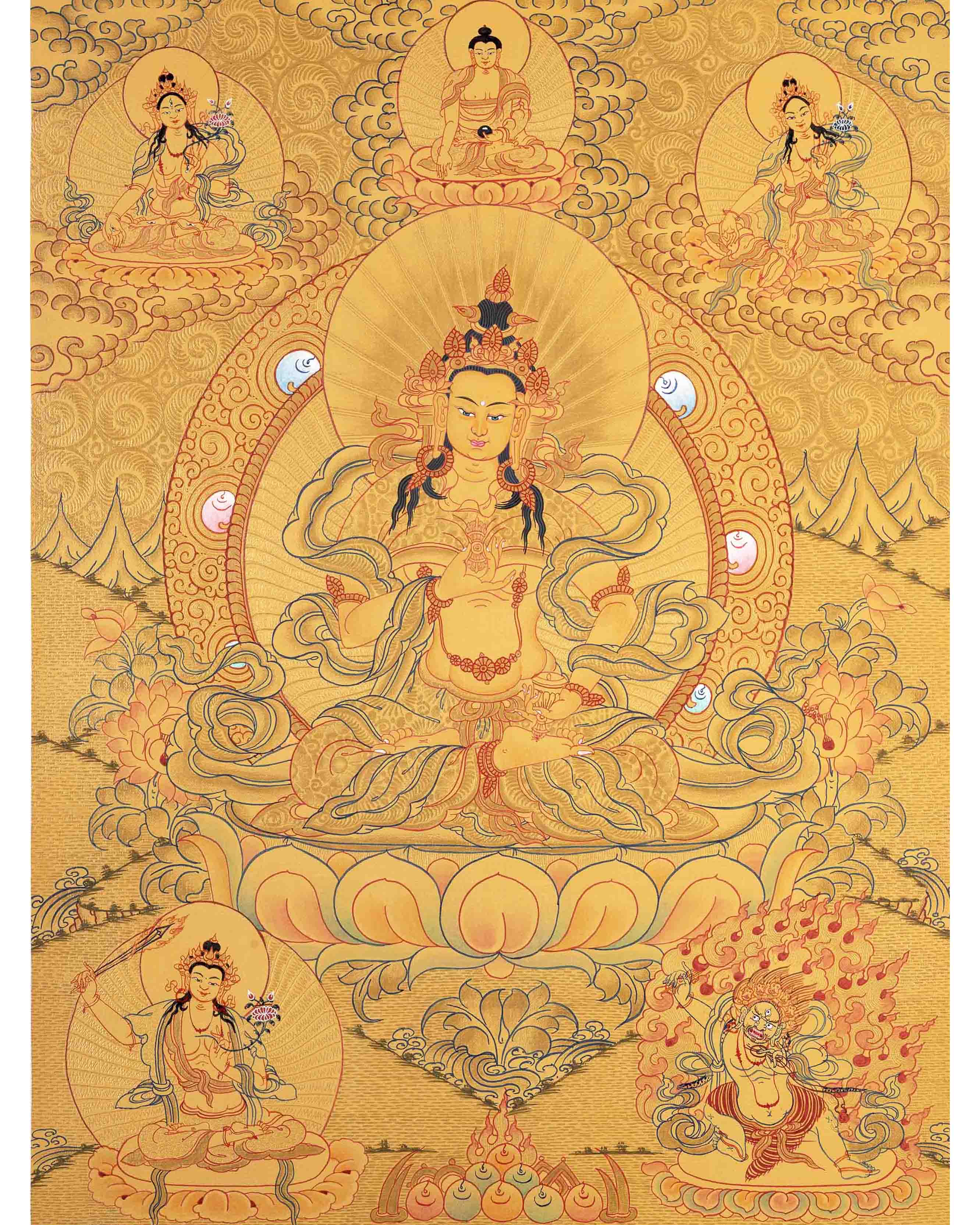 Full Gold Hand-Painted Vajrasattva Thangka