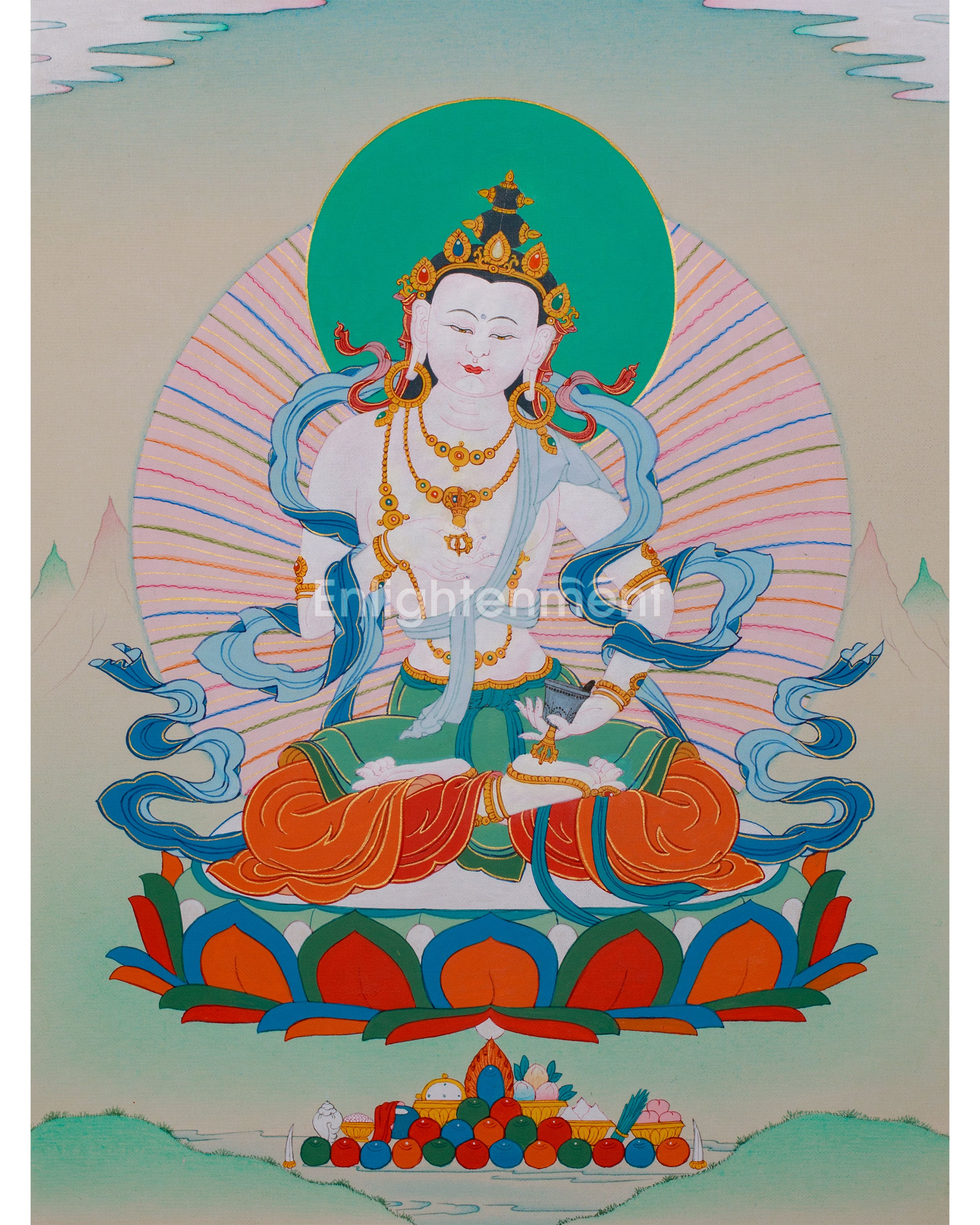 Handpainted Vajrasattva Thangka for Vajrayana Practice