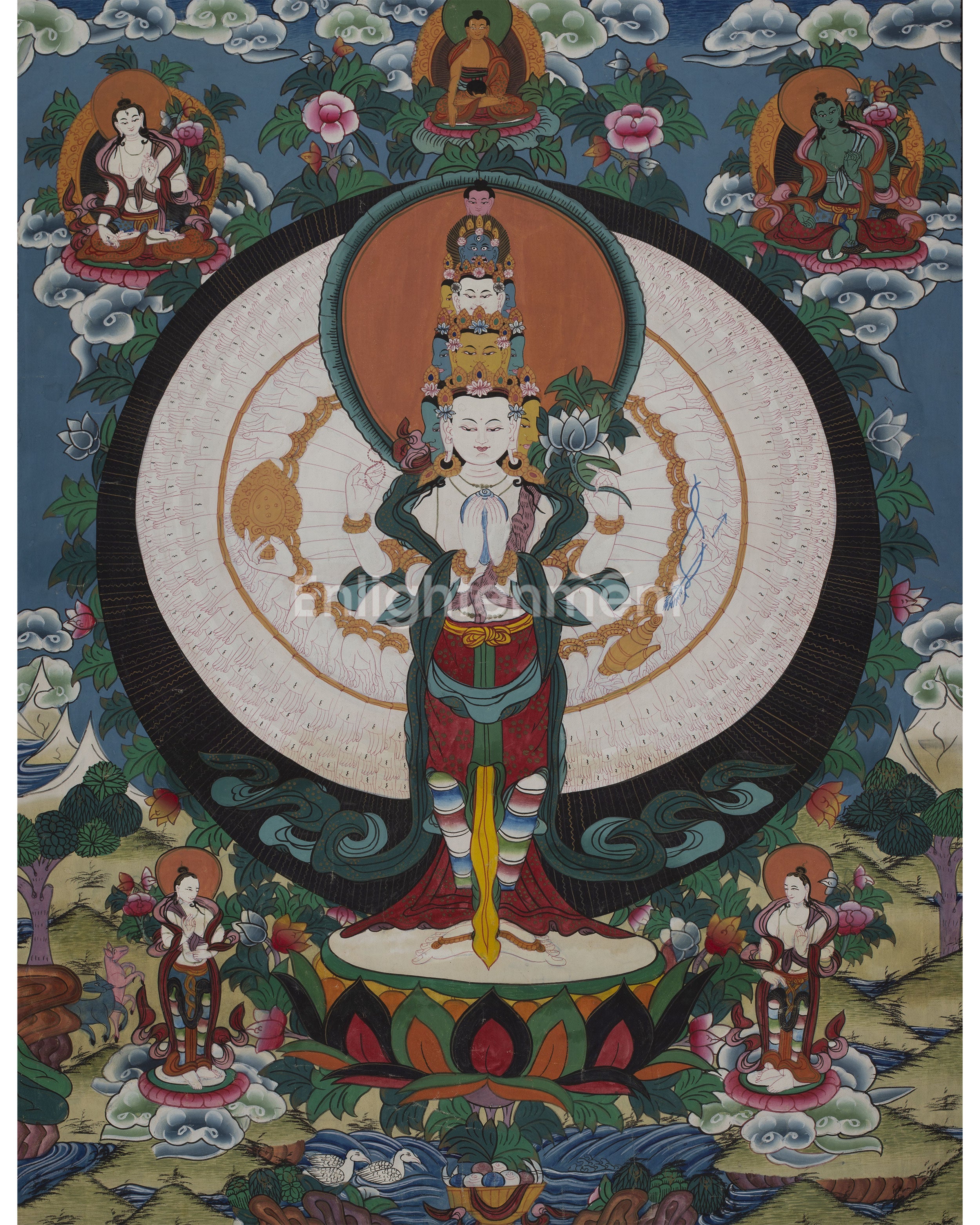 Vintage Thousand Armed Avalokiteshvara Thangka