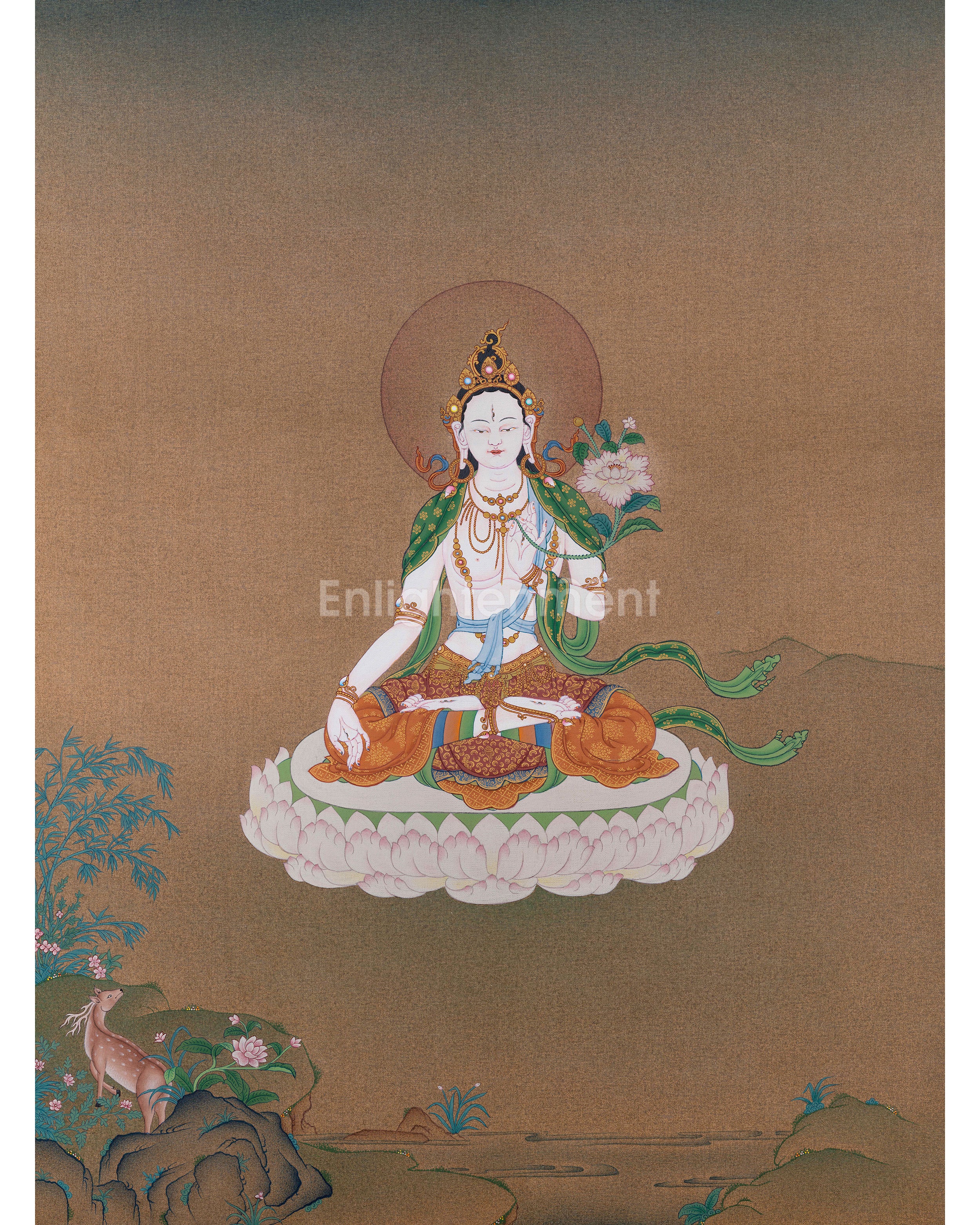 Hand Painted White Tara Thangka | Traditional Tibetan Artwork to Elevate Your Sacred Space