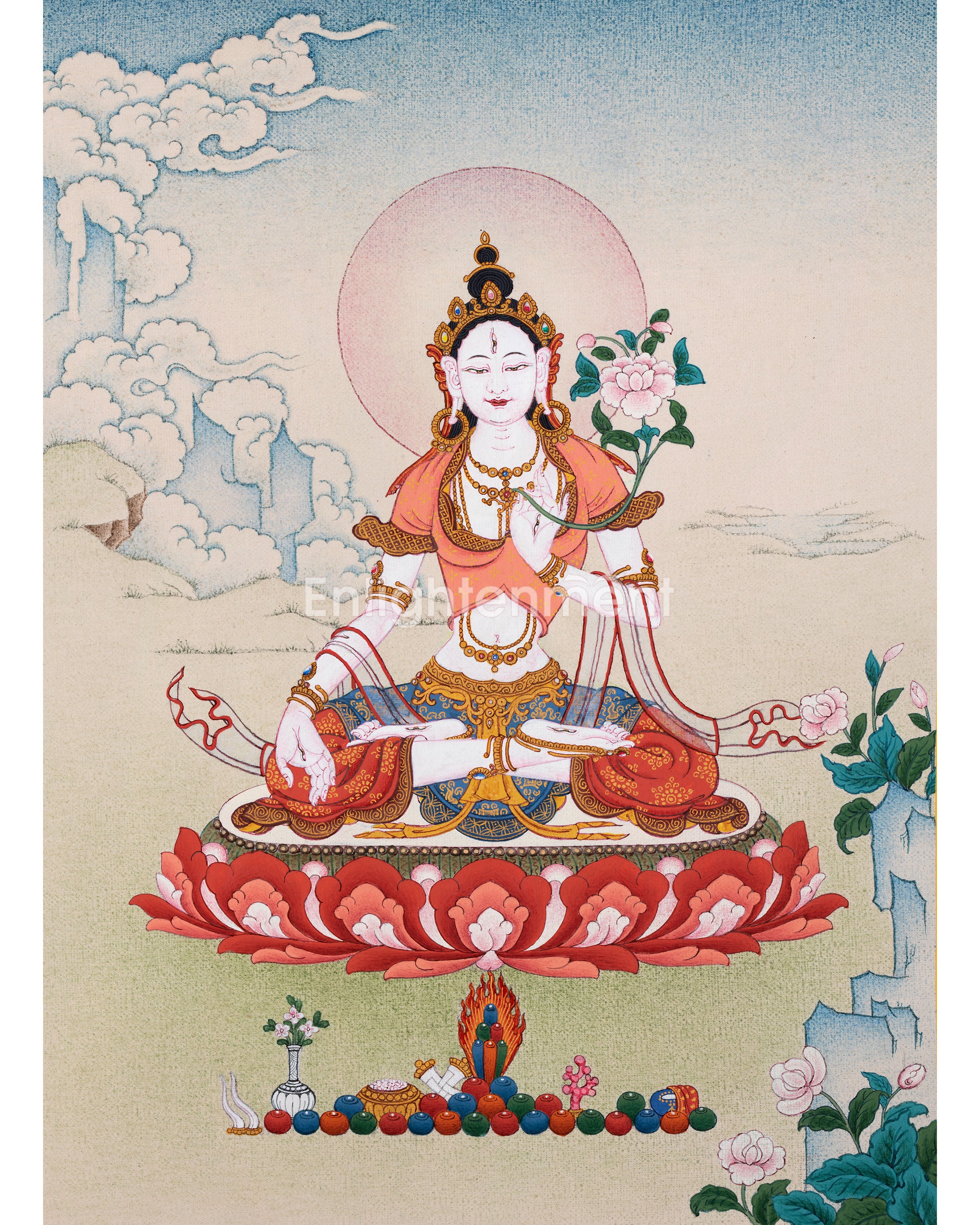 Small White Tara Thangka for Practice