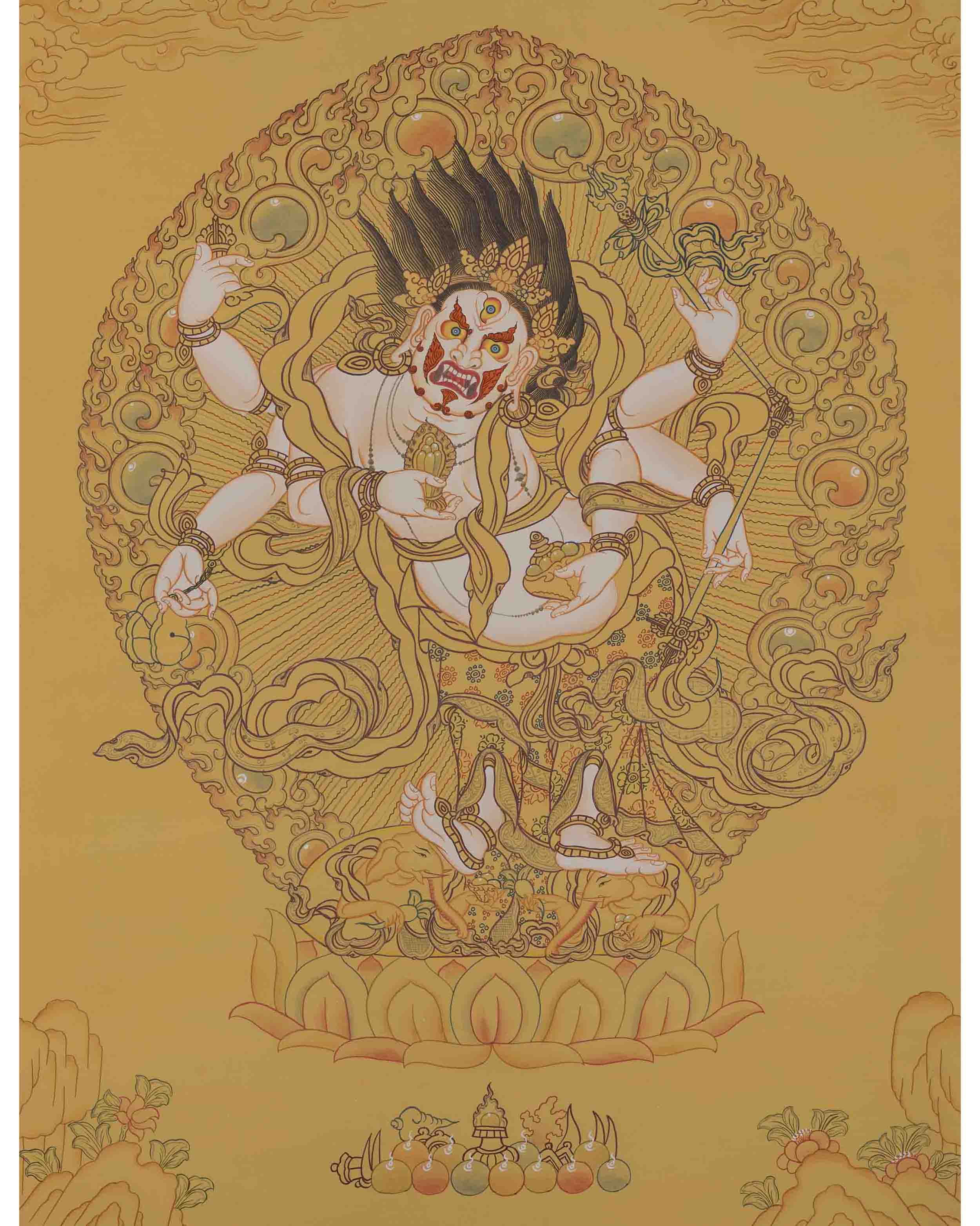 White Mahakala Thangka Painting