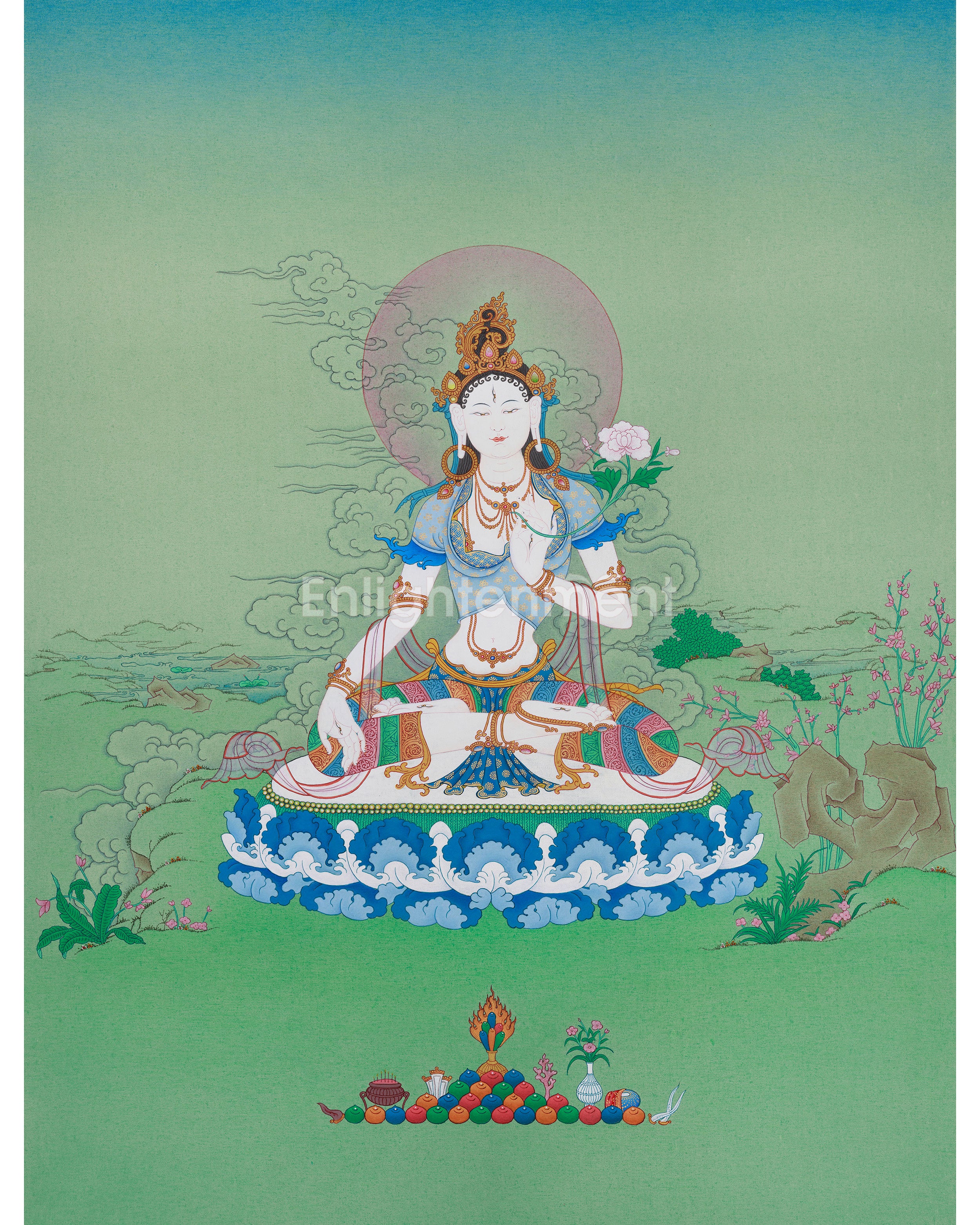 White Tara Bodhisattva of Longevity Thangka