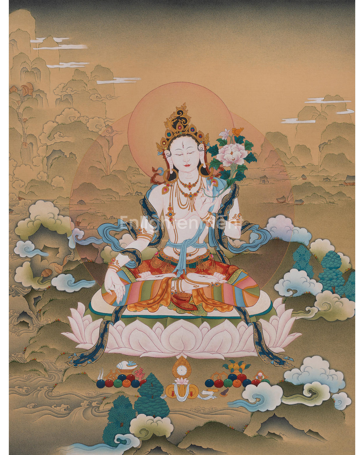 White Tara Goddess Thangka Painting