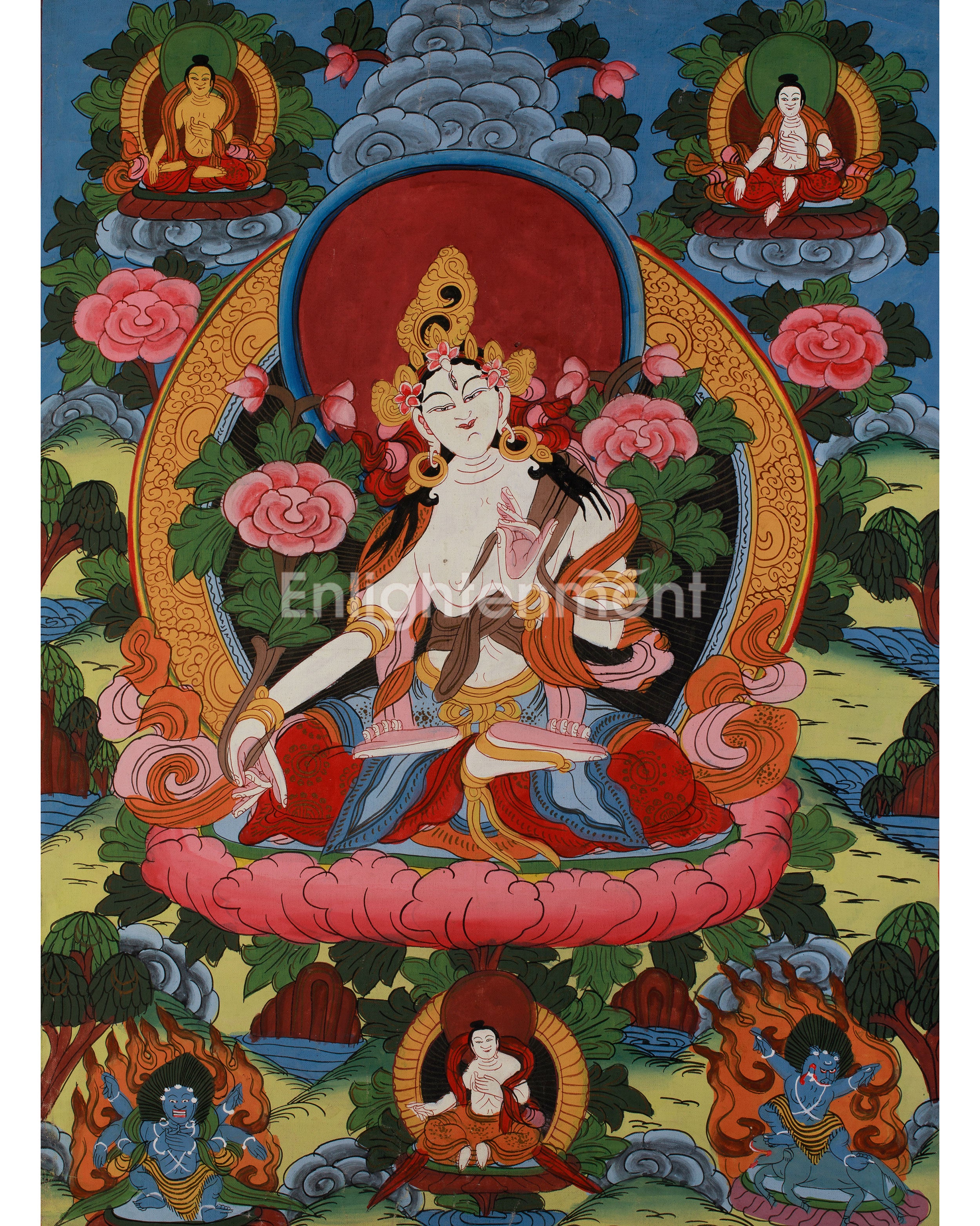 White Tara Thangka with Bodhisattvas