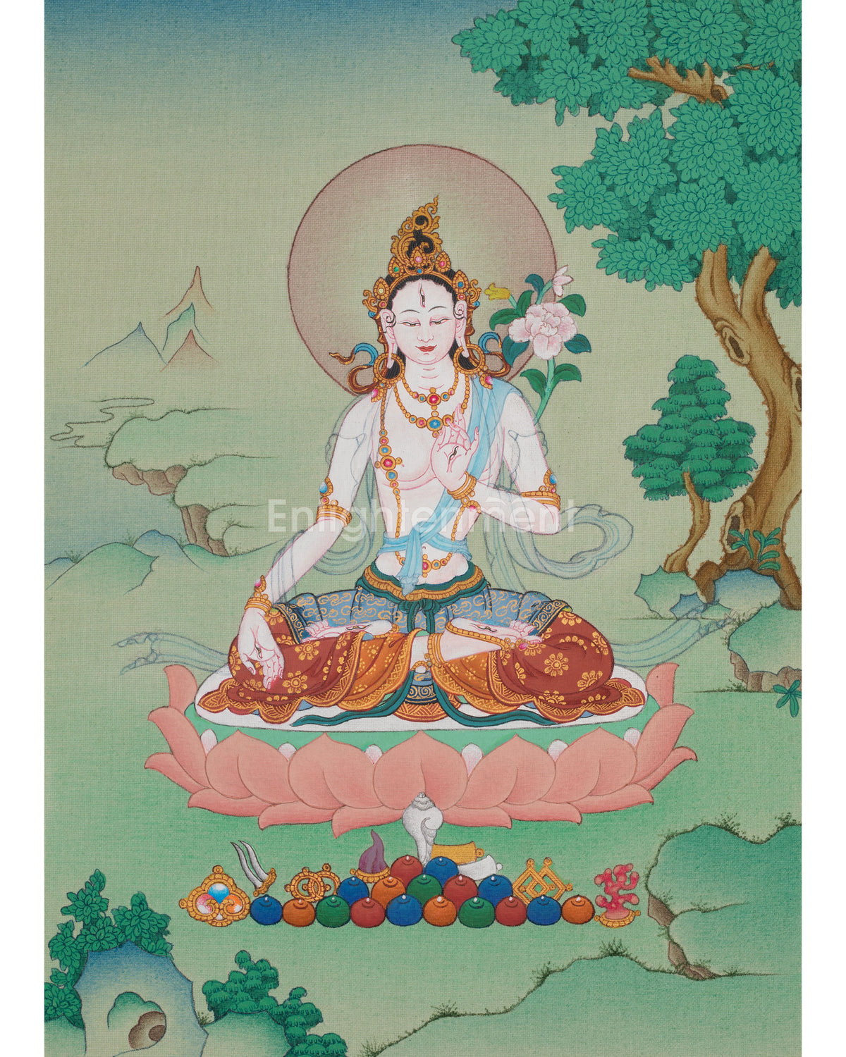 White Tara Traditional Tibetan Thangka