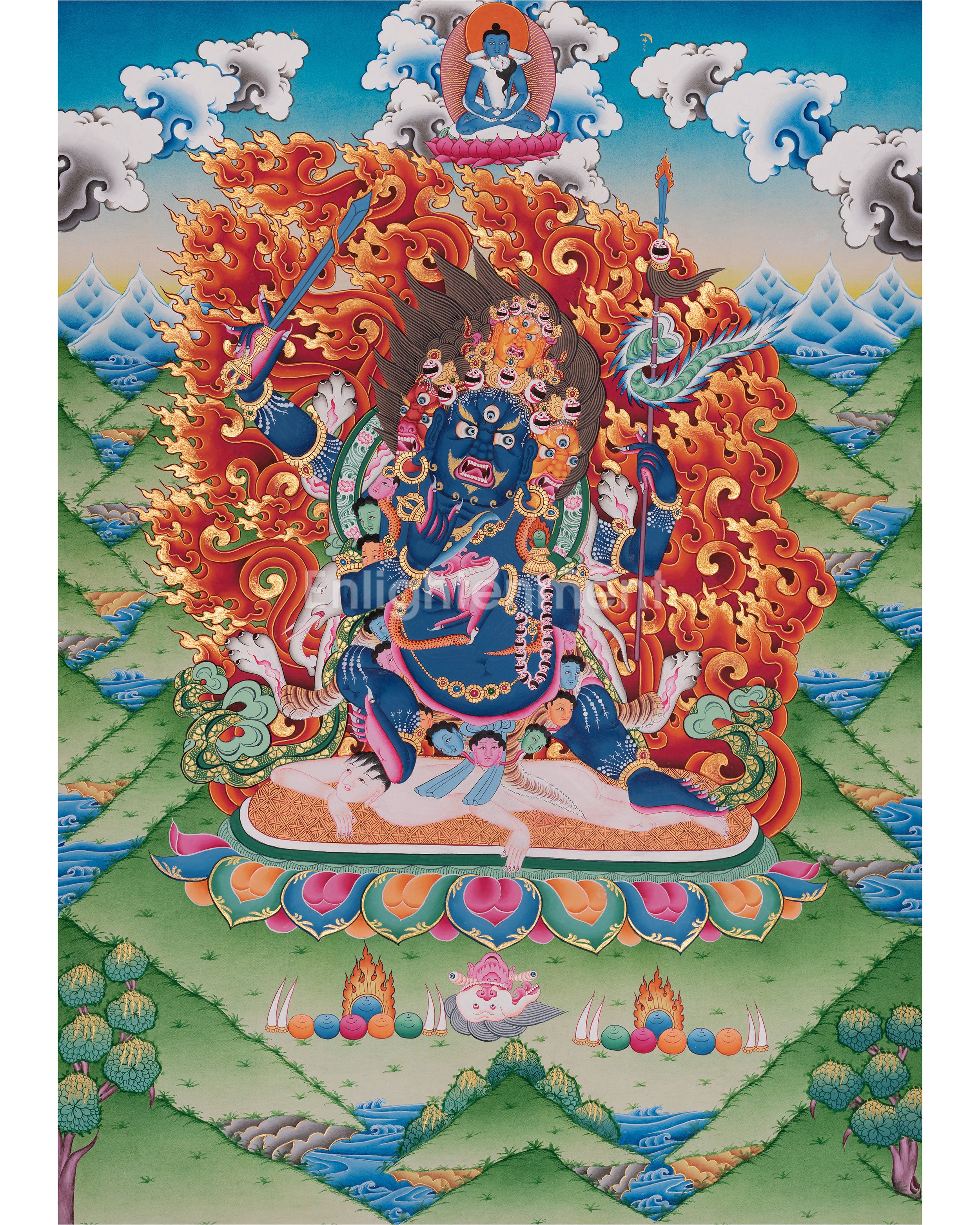 Wrathful Deity Four-Armed Mahakala Thangka