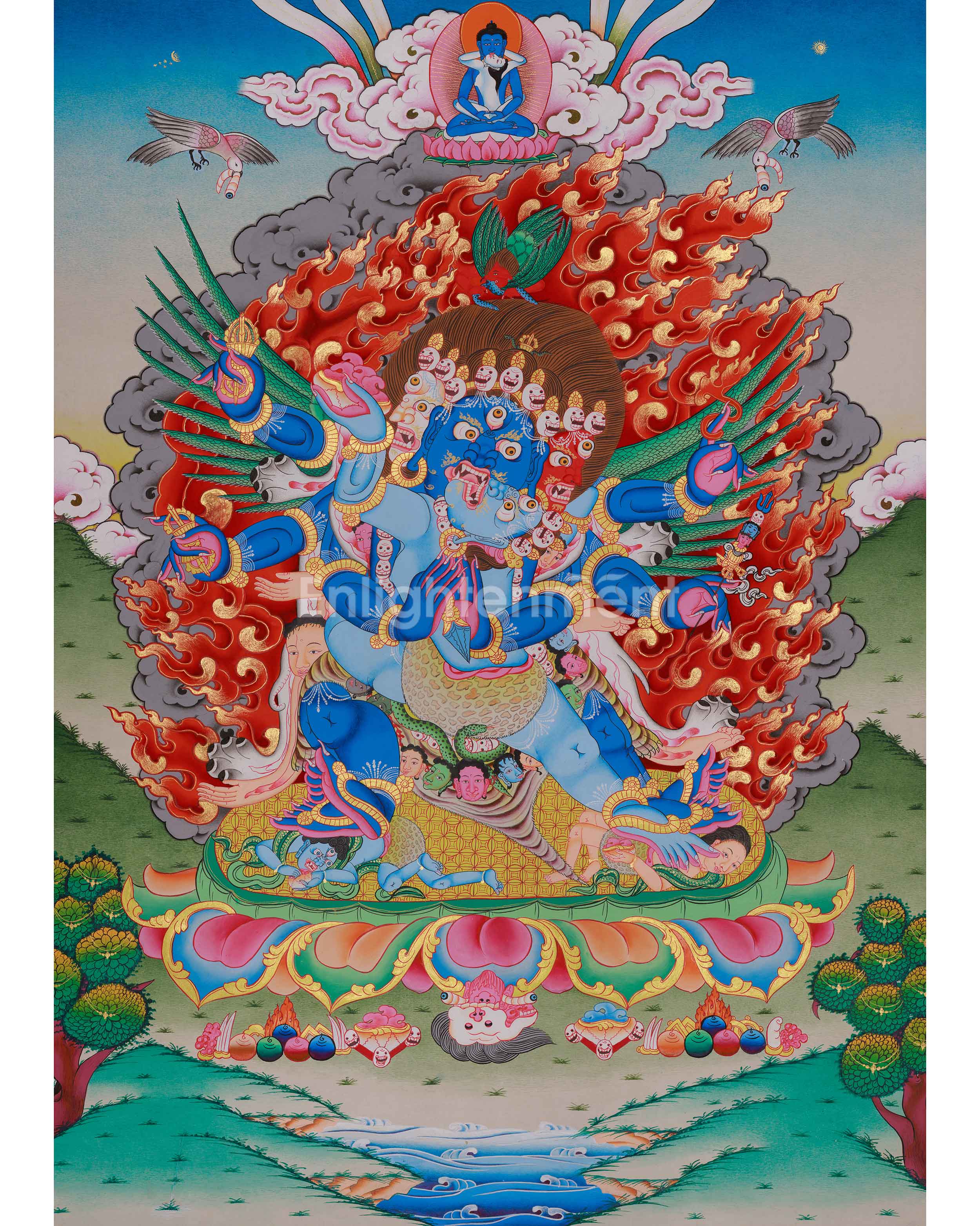 Wrathful Deity Vajrakilaya with Samantabhadra Thangka