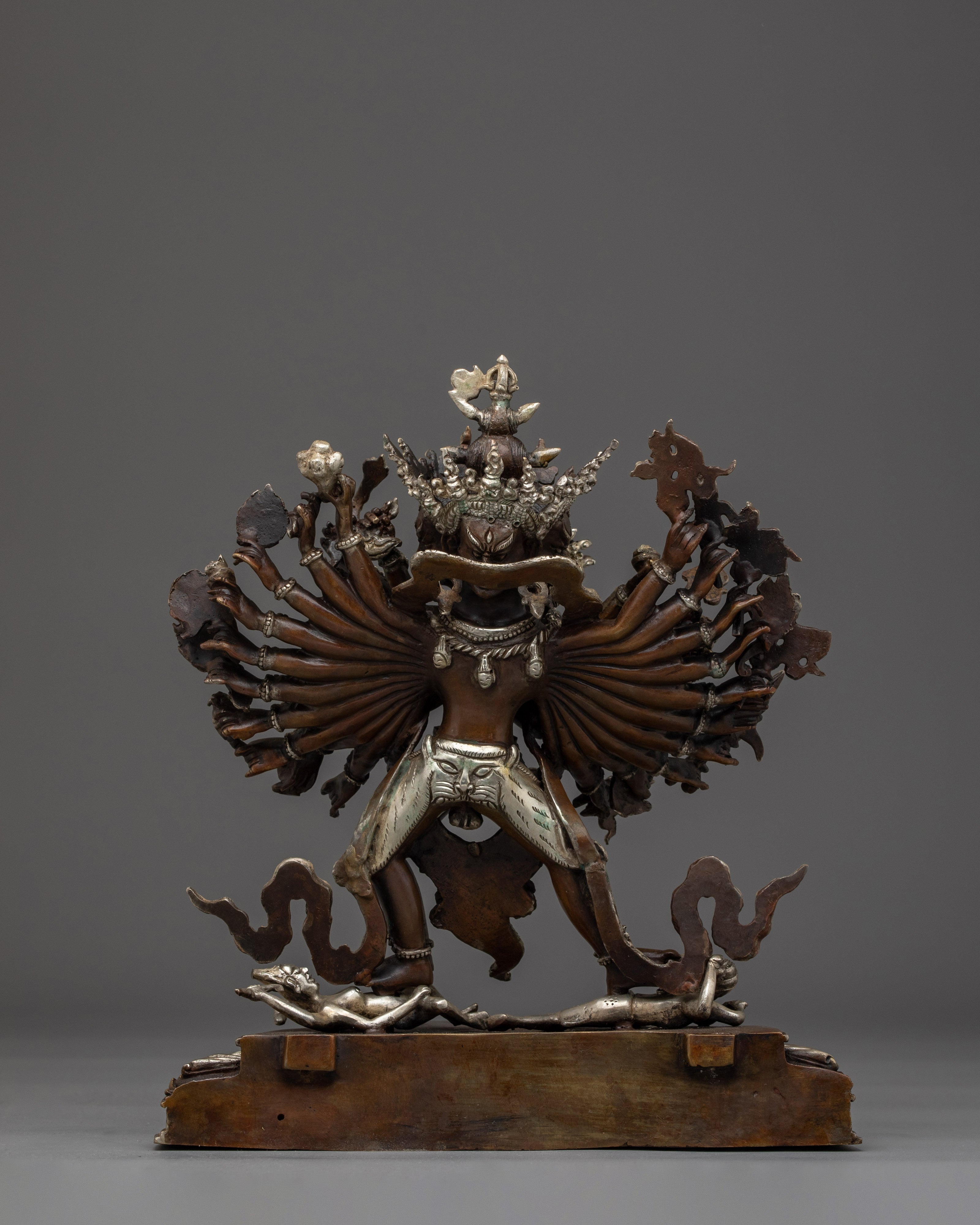 Silver-plated Kalachakra statue in oxidized copper | Enlightenment and Transformation