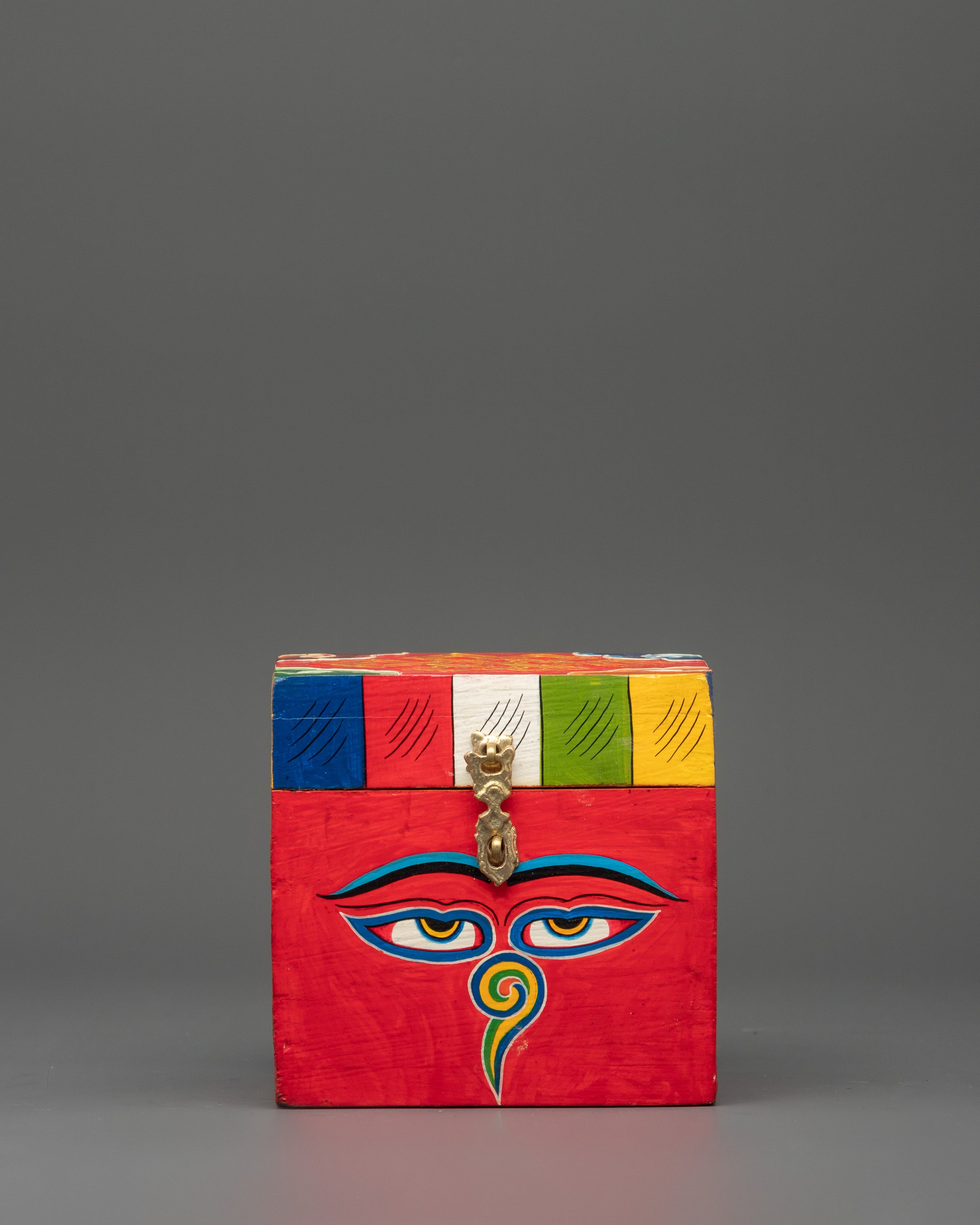 Wooden Box with Buddha Eyes