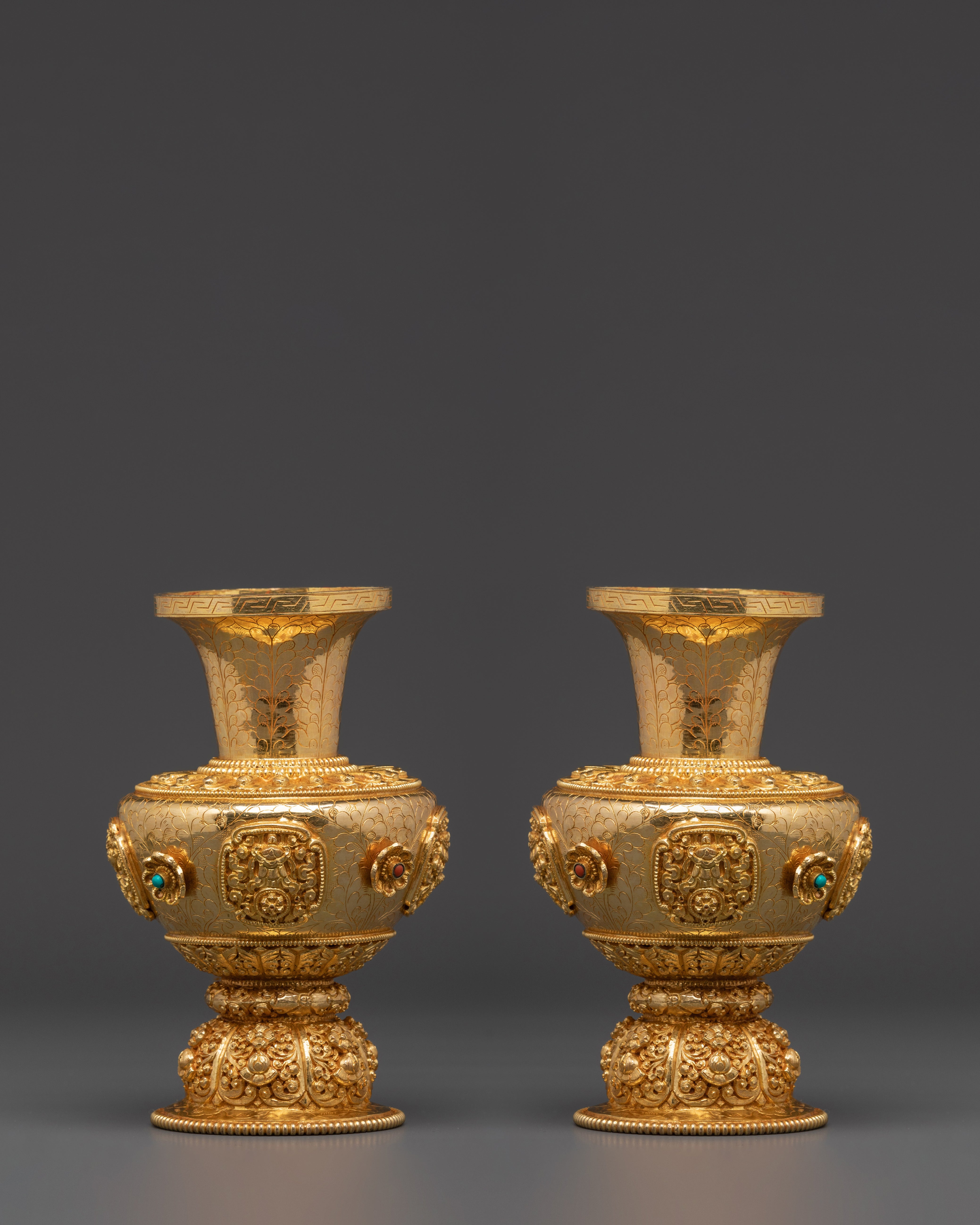 Flower Vase for Ritual Offering | Gold Plated Copper Vase