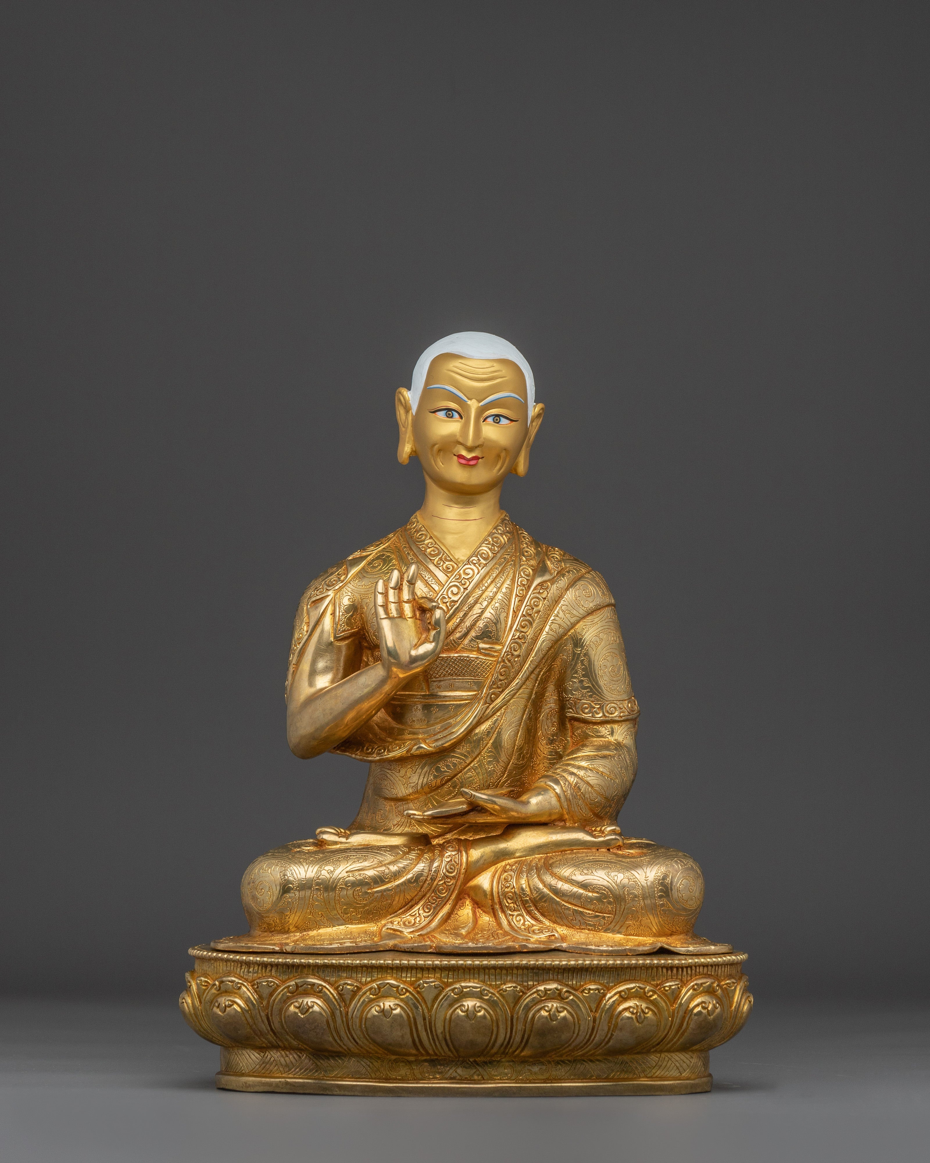 24k Gold Gilded Tsongkhapa Set | Tibetan Religious Guru Lobsang Drakpa