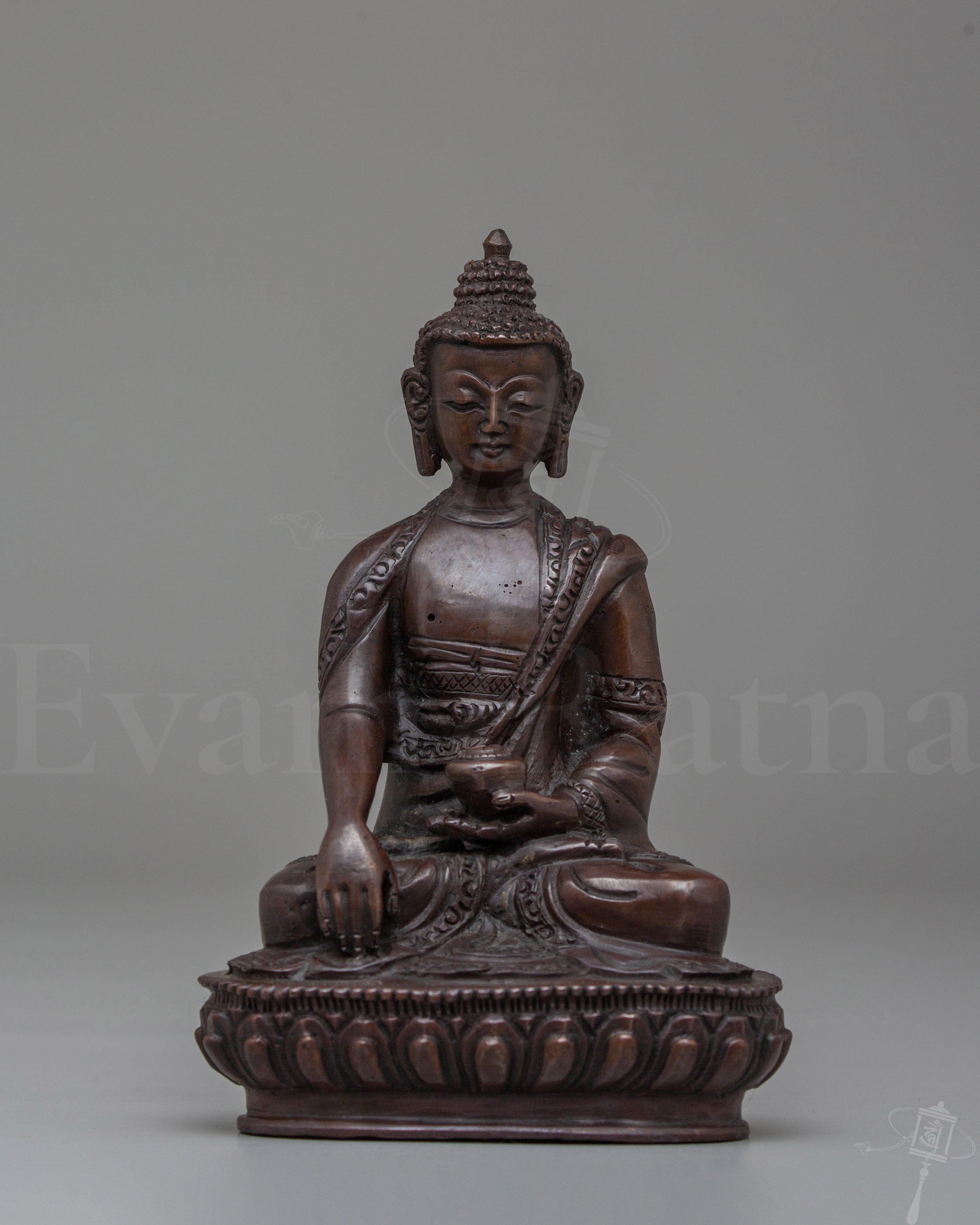 Oxidized Copper Shakyamuni Buddha Statue | Tibetan Artwork