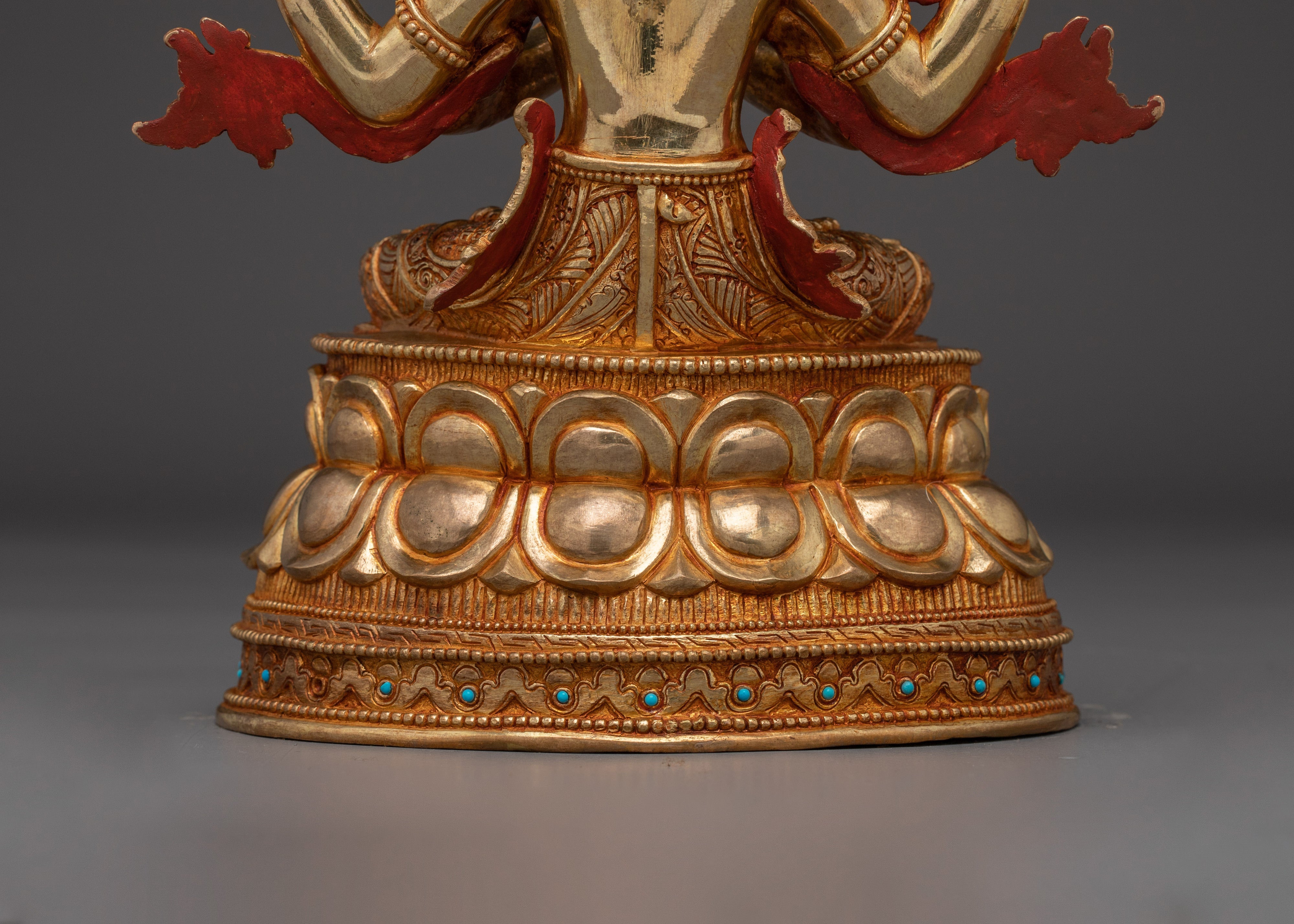 24K Gold Gilded Copper Avalokiteshvara Sculpture | A symbol of infinite compassion