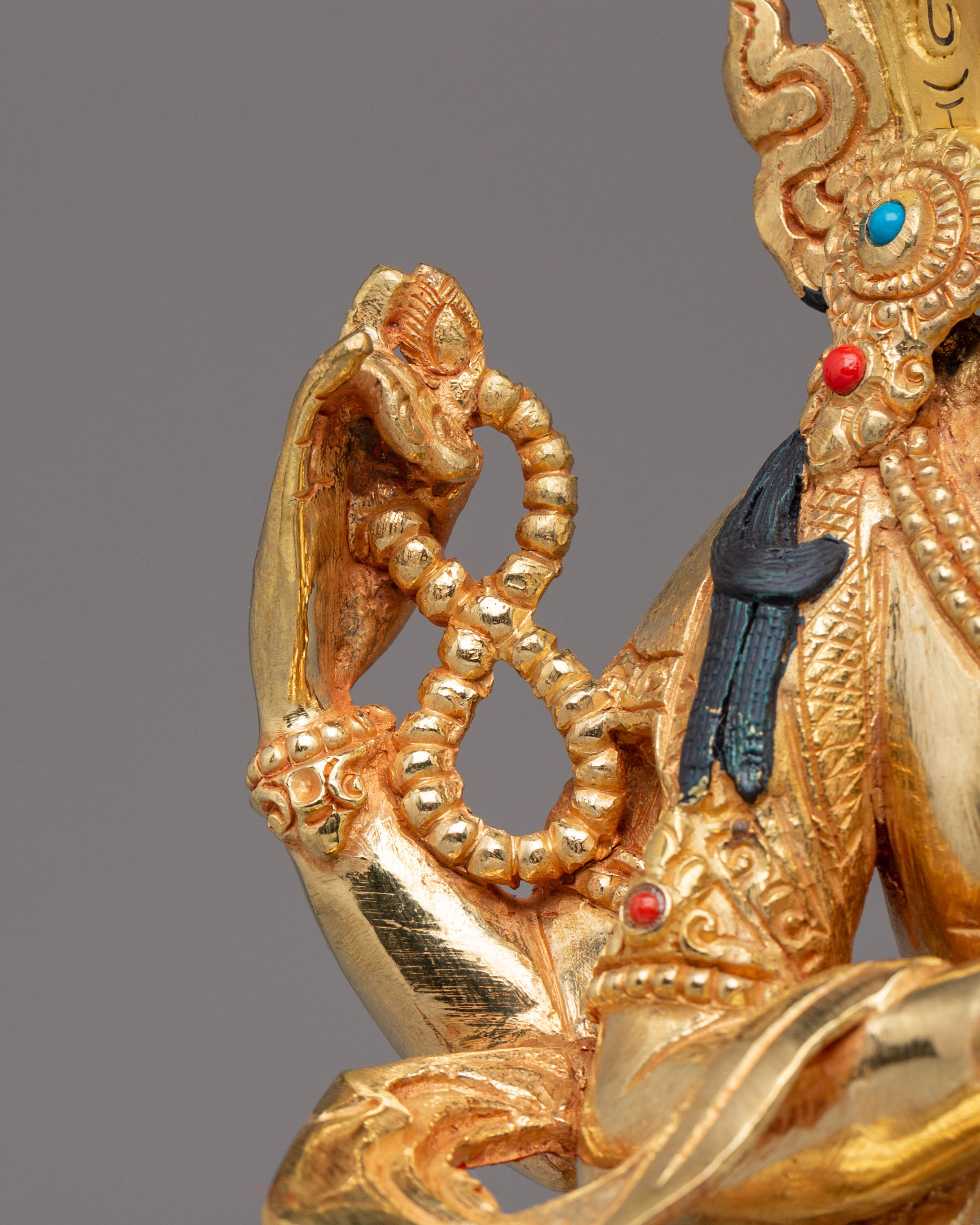 Handcrafted Golden Statue of Buddha Dharma Sangha | Tibetan Buddhism Artwork