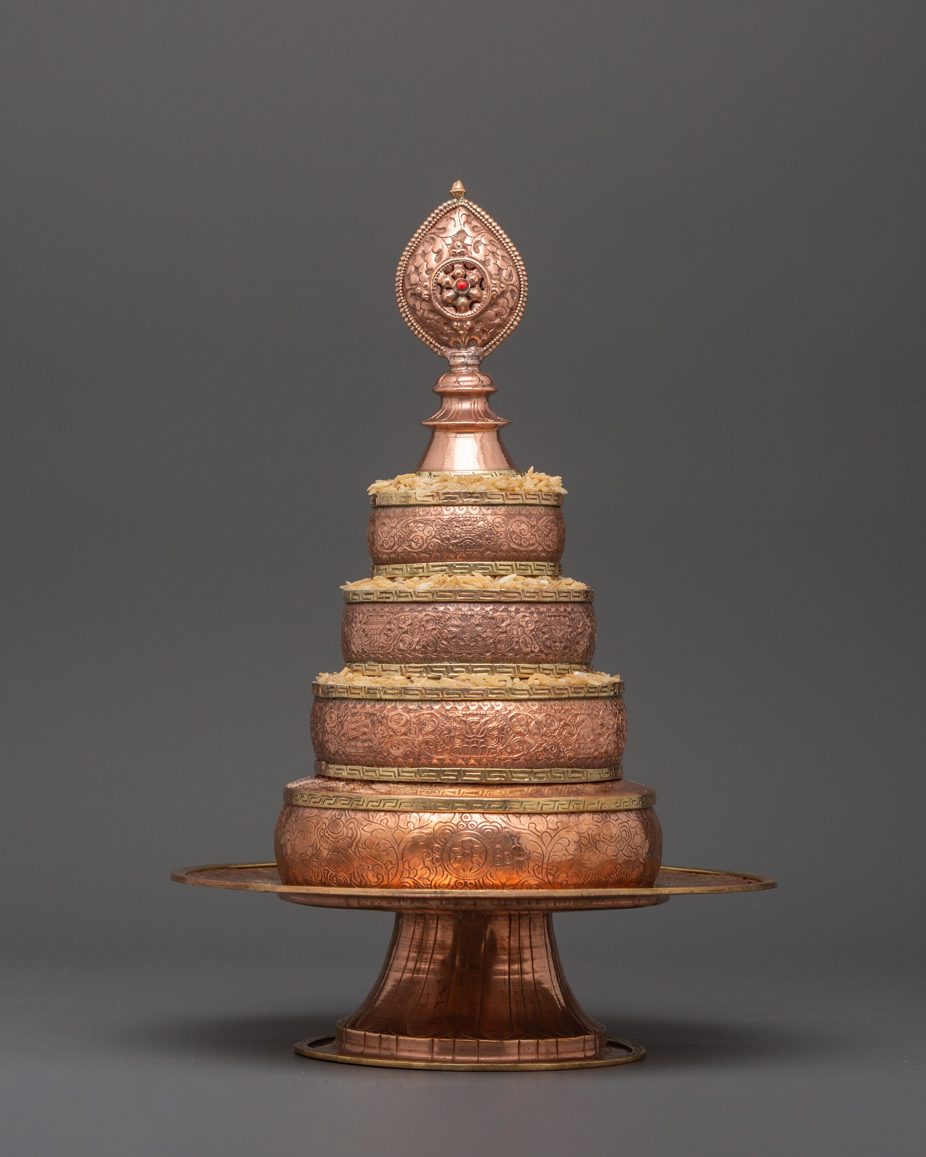 Copper Mandala Offering Set with Brass