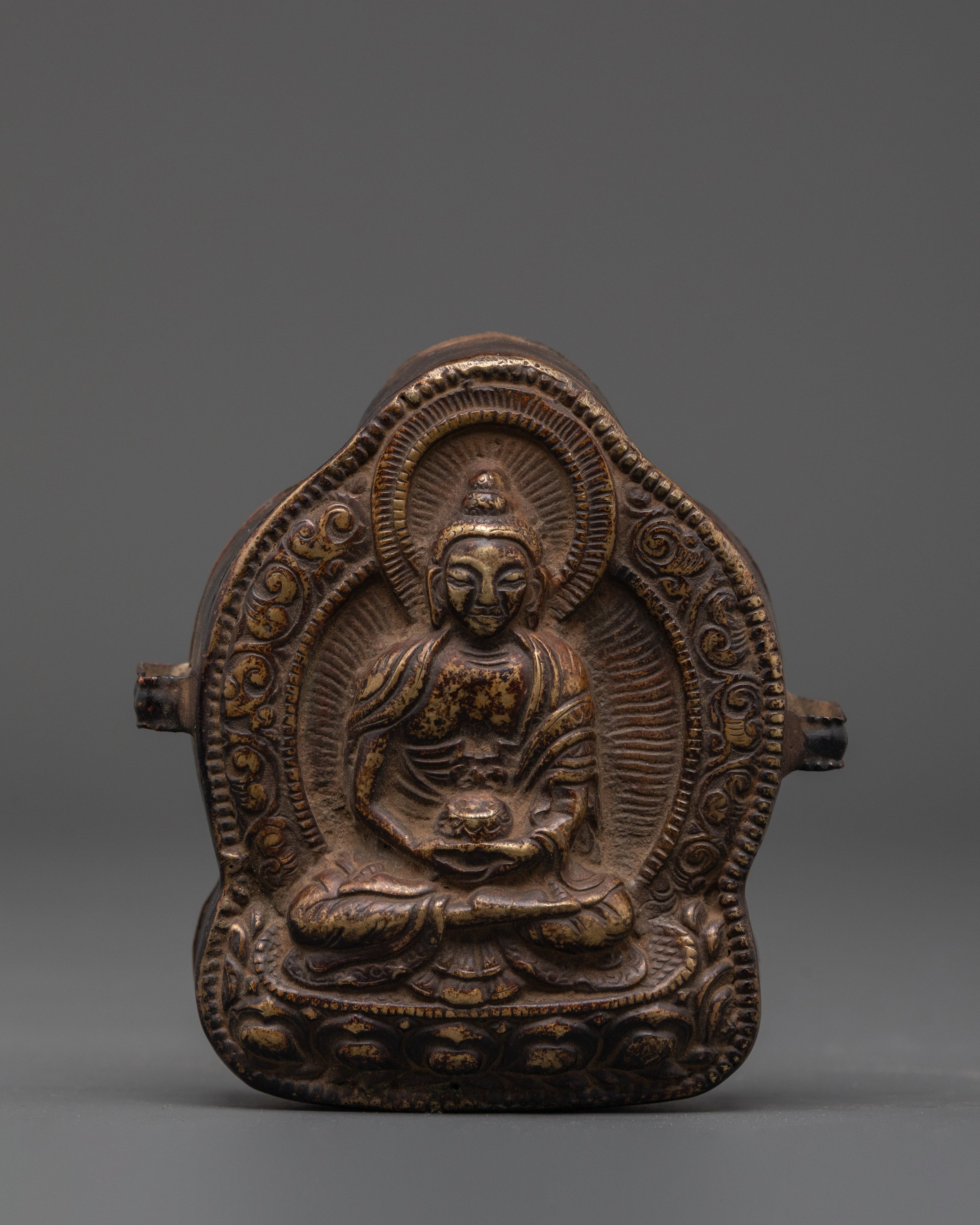 Handcrafted Copper Amitayus Ghau Box | Featuring Amitayus Deity