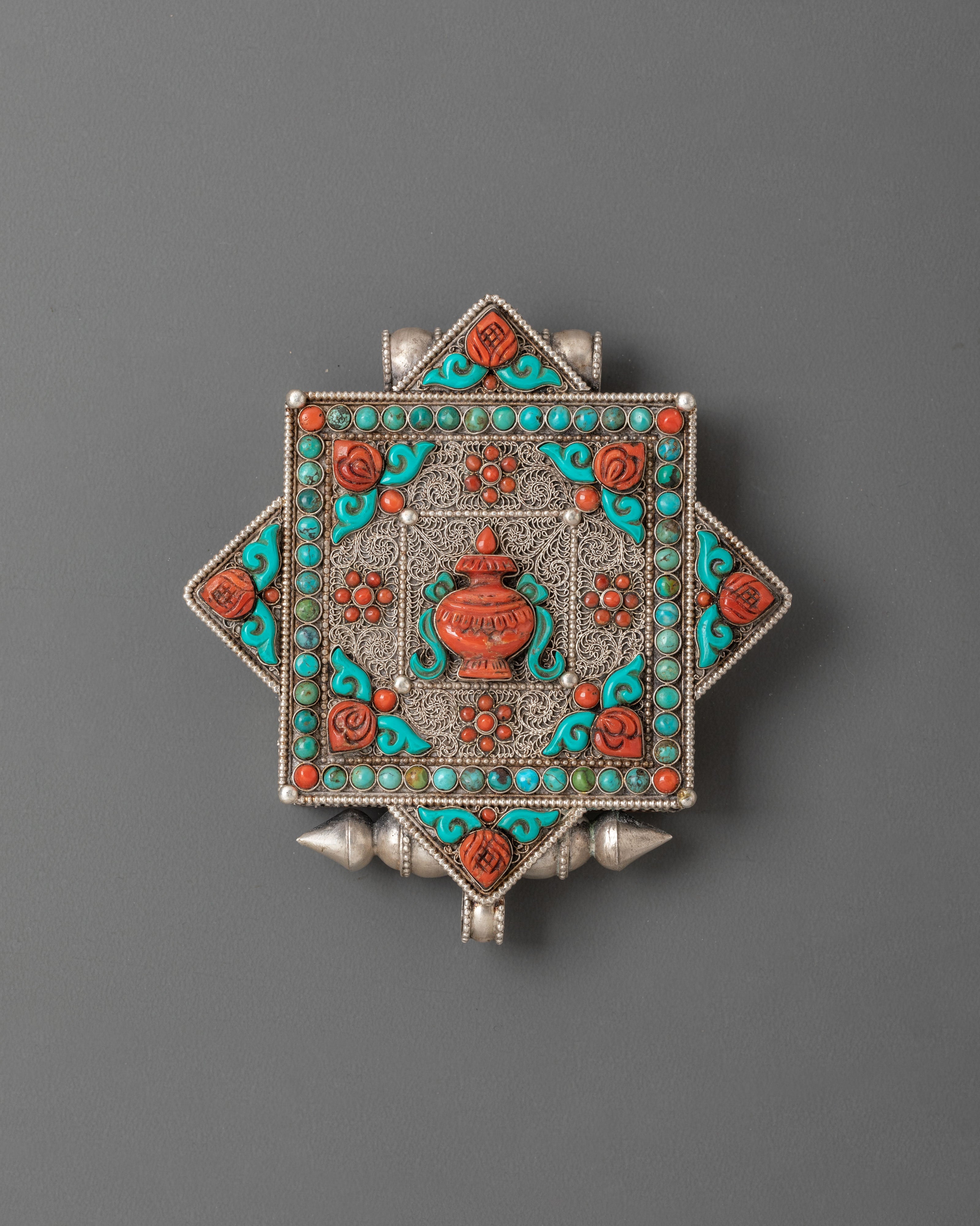 Handcrafted Ghau Box Locket with Vase Motif