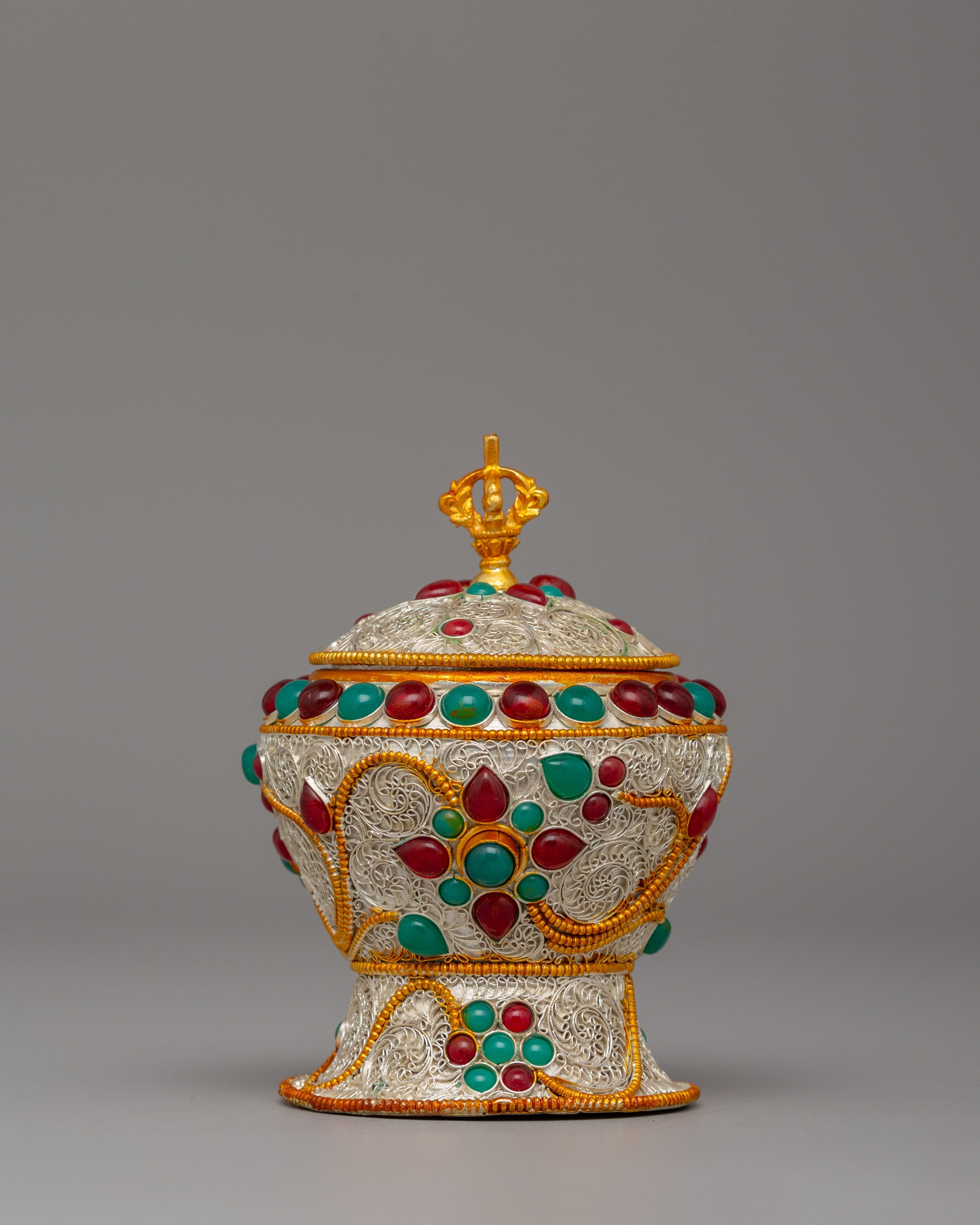 Copper Rice Pot with Filigree | Tibetan Offering Bowl