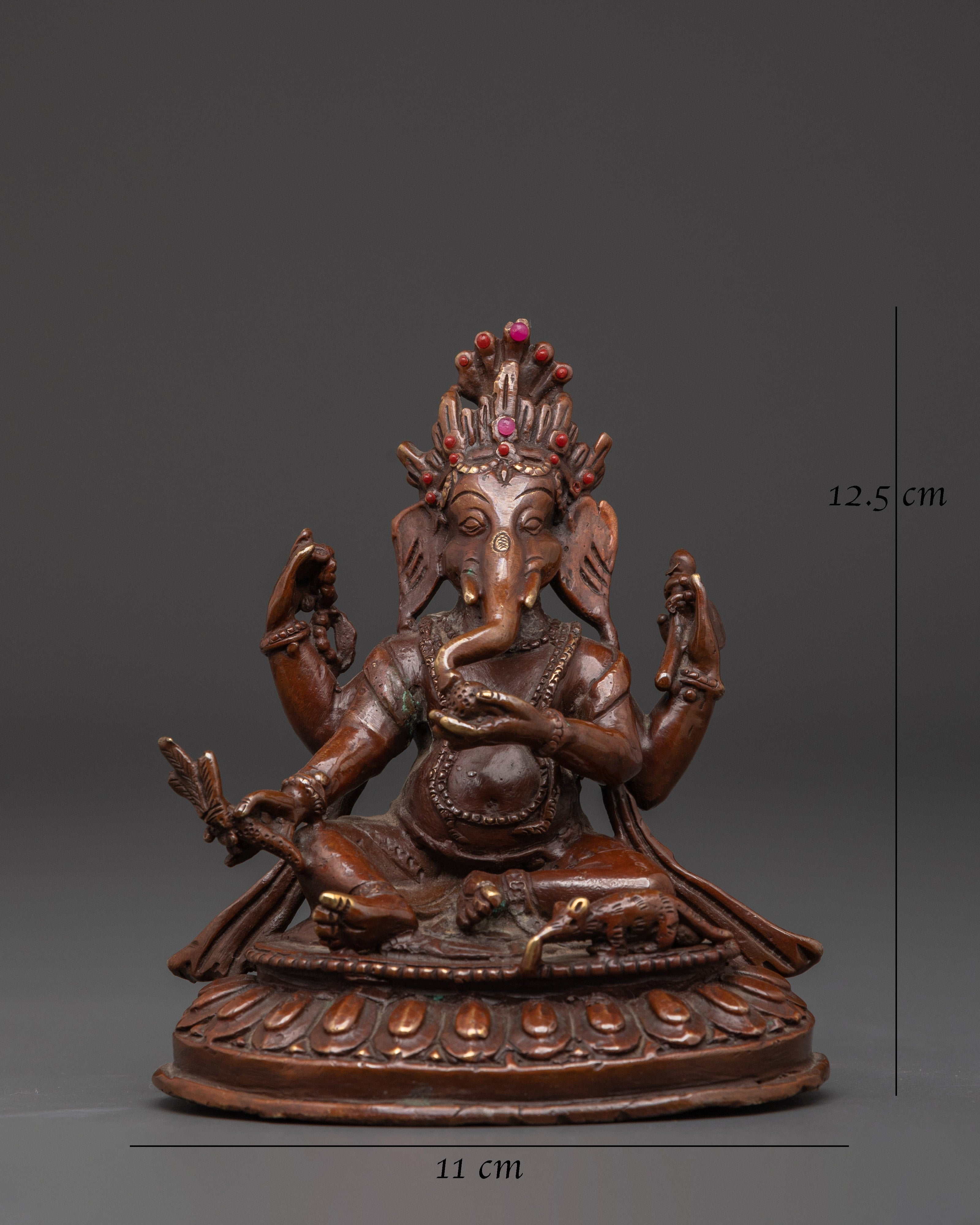 Oxidized Copper Ganapati Statue for Wisdom, Prosperity, and Spiritual Balance