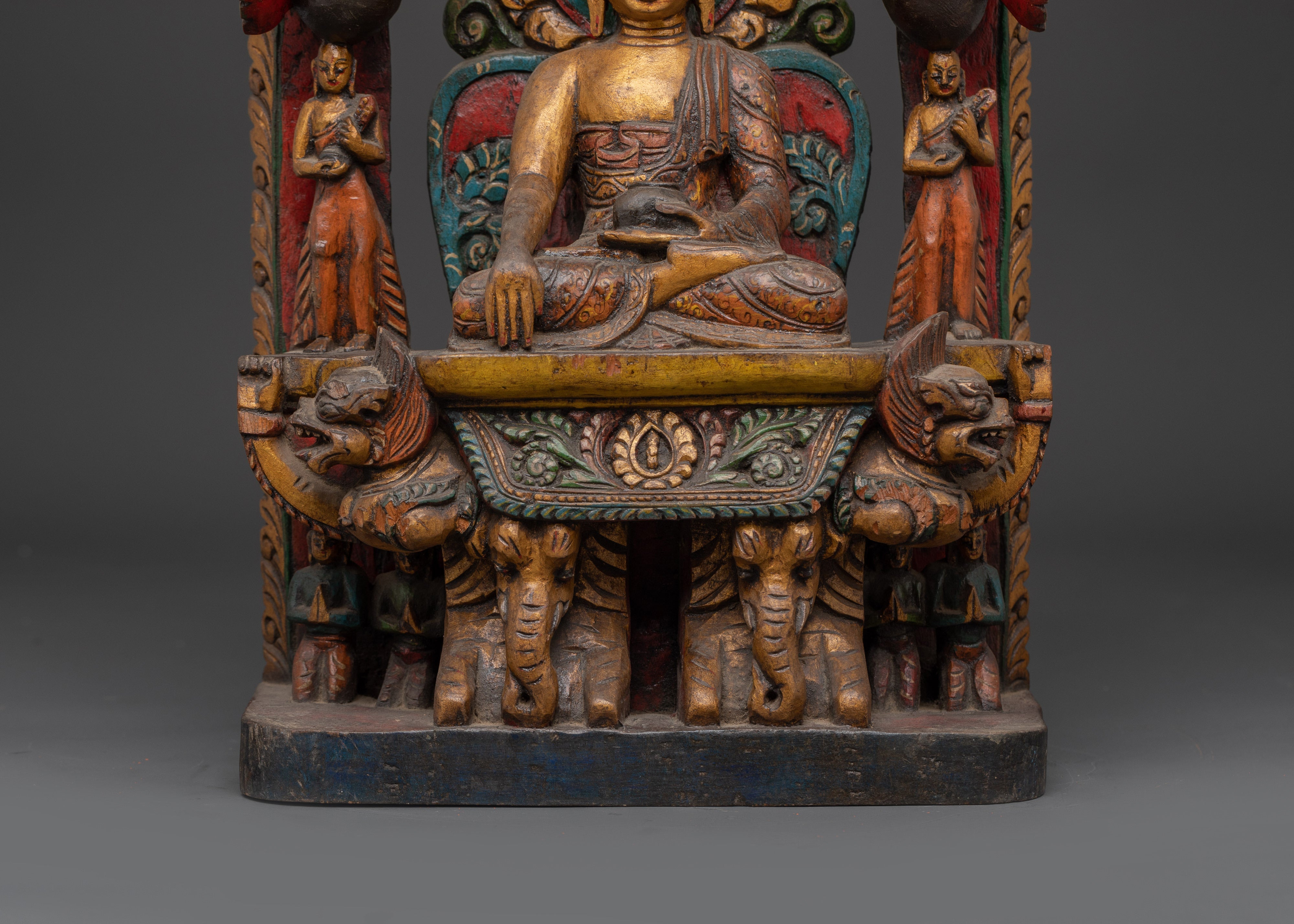 Hand Carved Meditation Shakyamuni Buddha Figurine | Wooden Tibetan Buddha Statue
