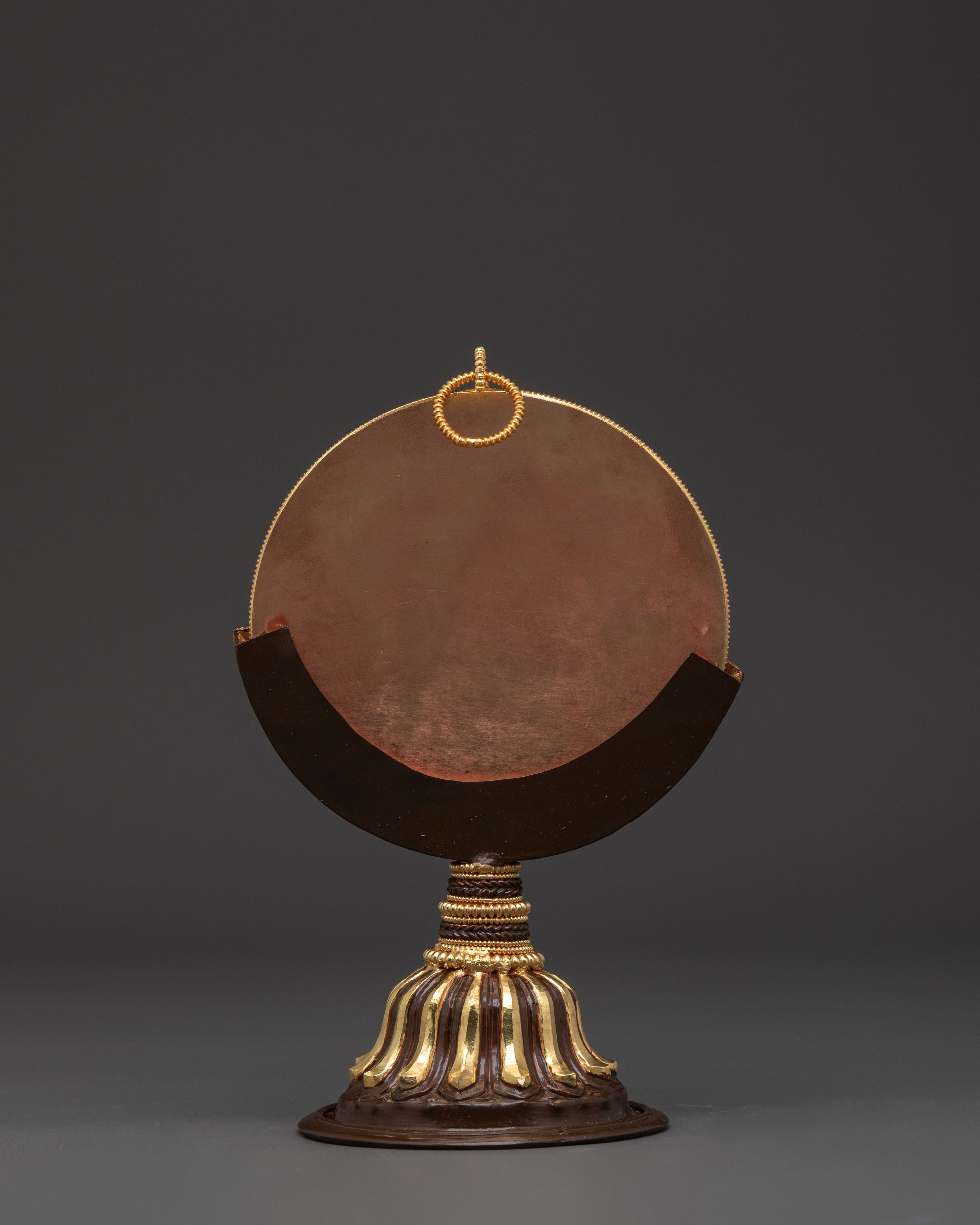 Tibetan Buddhist Ritual Mirror | Handmade Gold-Plated Copper Melong