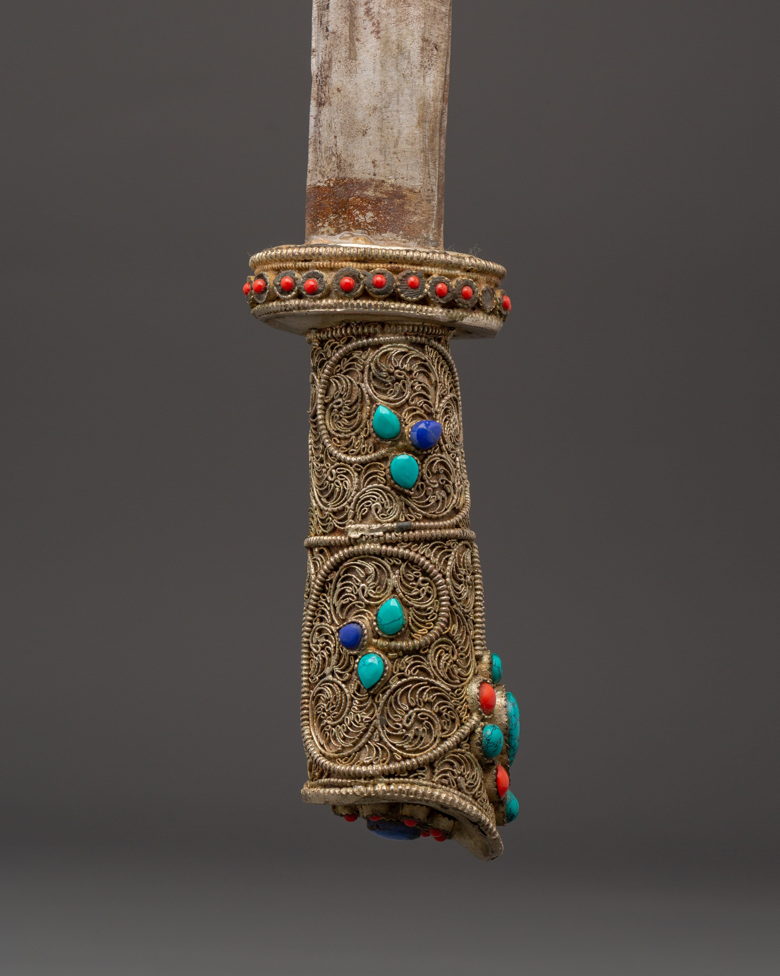 Himalayan Ceremonial Dagger | Ritual Knife with Gemstone Inlay