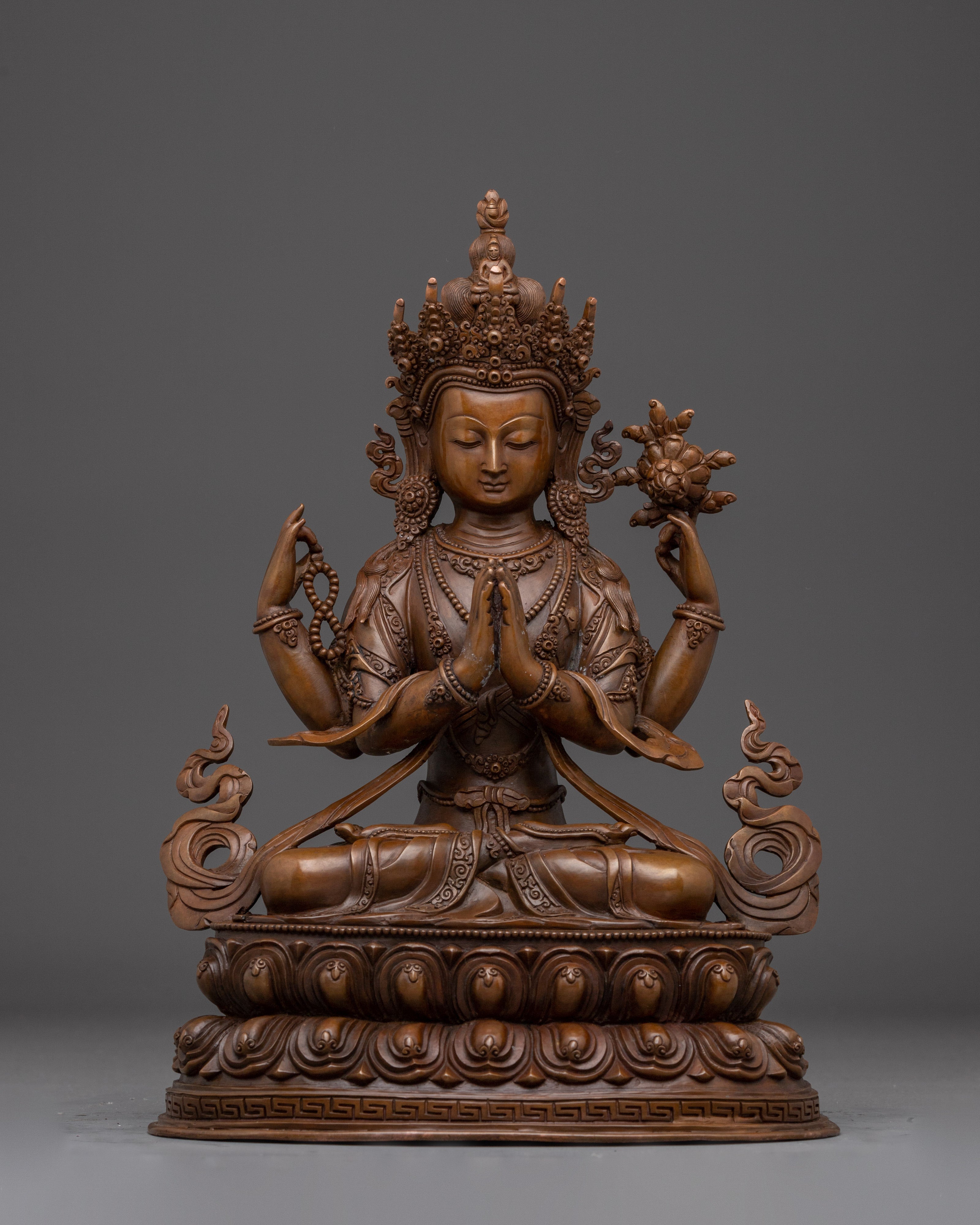 Oxidized Copper Avalokiteshvara Buddha of Compassion