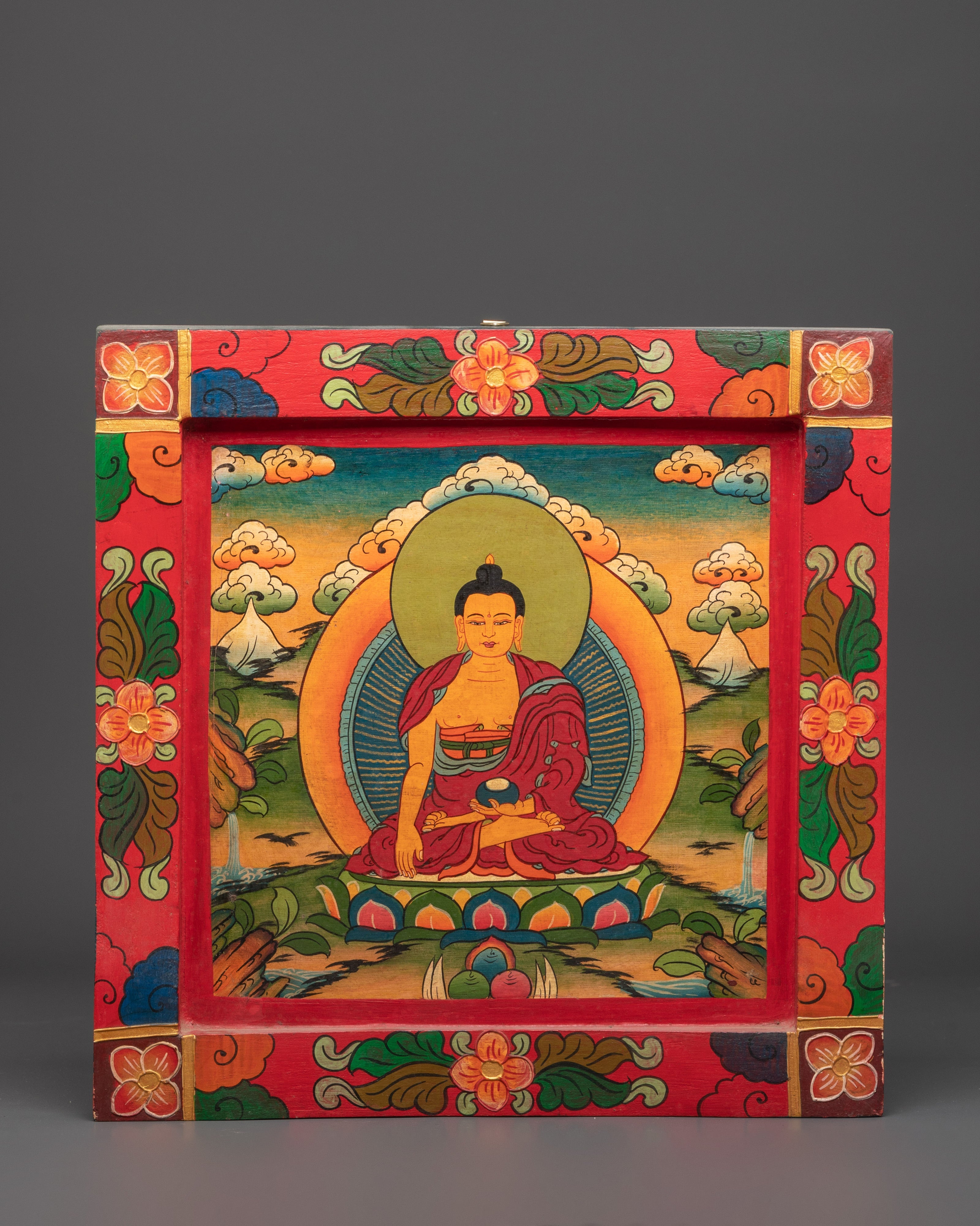 Tibetan Buddha Wooden Wall Hanging | Buddhist Art for Peace