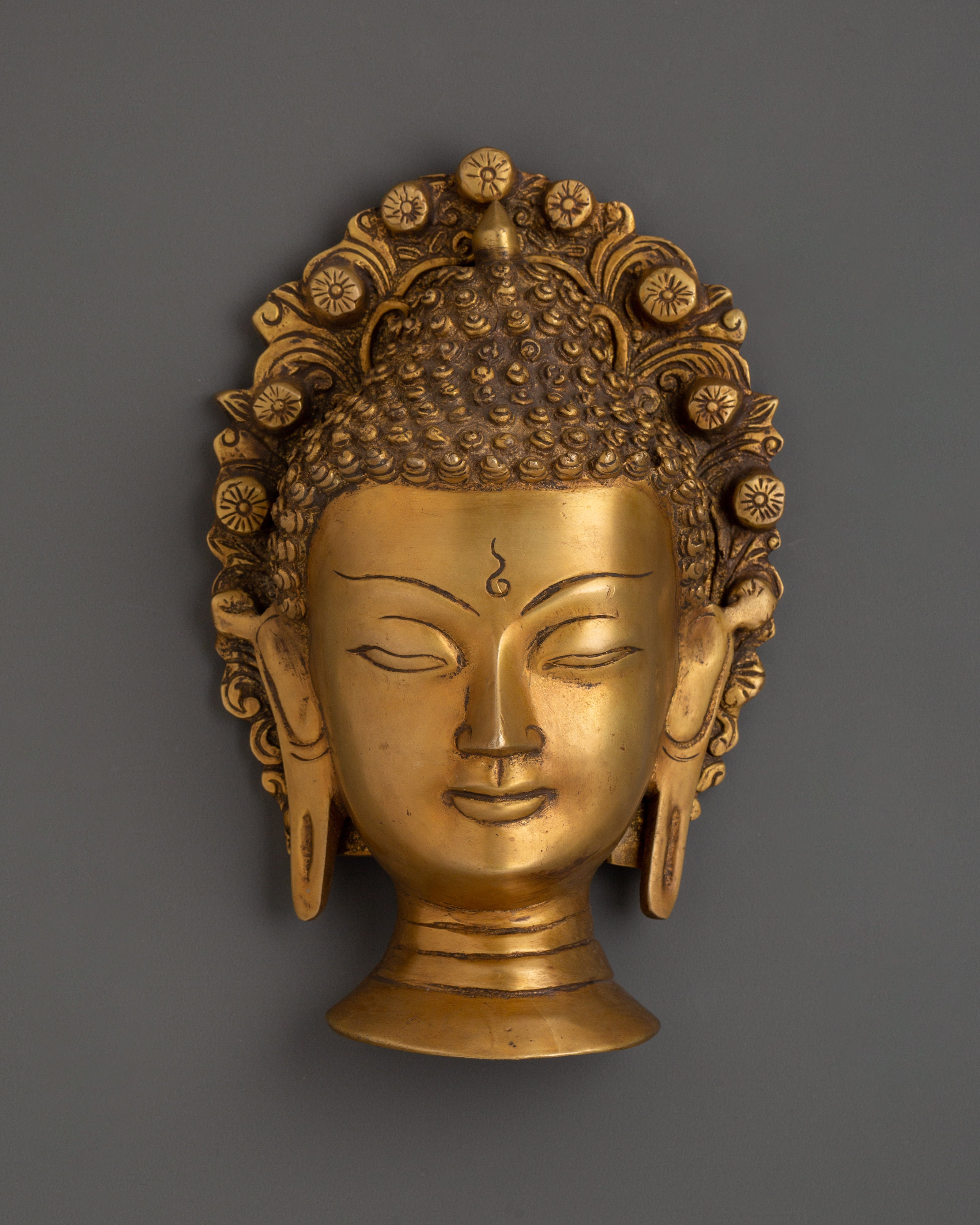 Brass Buddha Head Wall Hanging