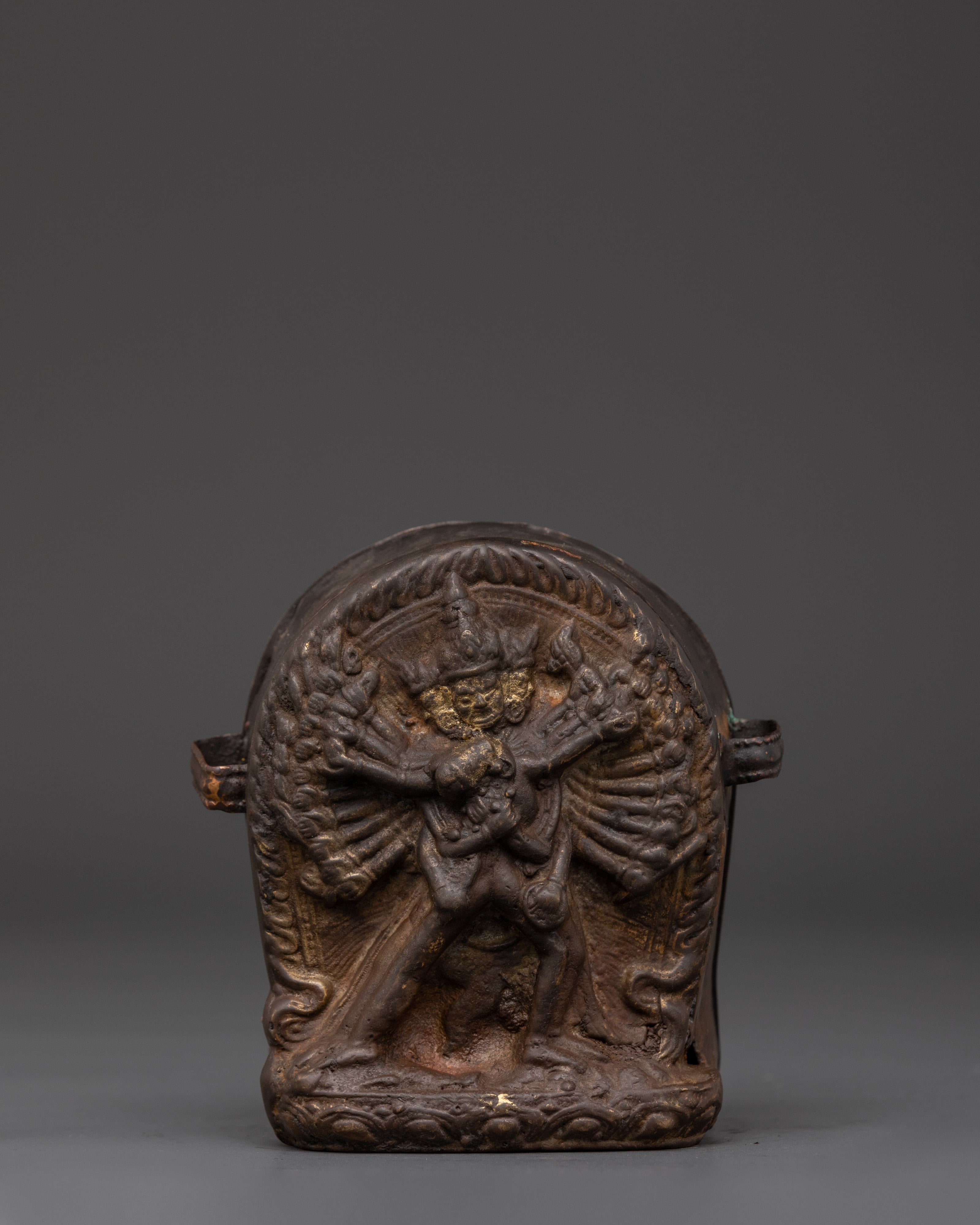 Handmade Tibetan Ghau Box with Chakrasamvara Yab-Yum Deity