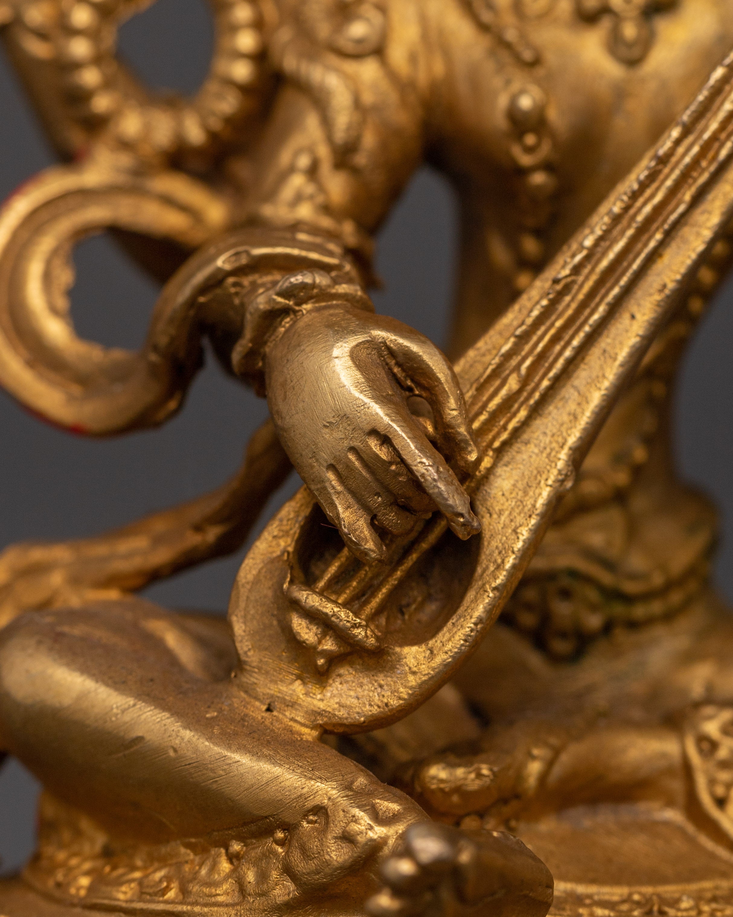 Gold Plated Saraswati Devi Statue | Goddess Idol of Wisdom, Purity & Knowledge