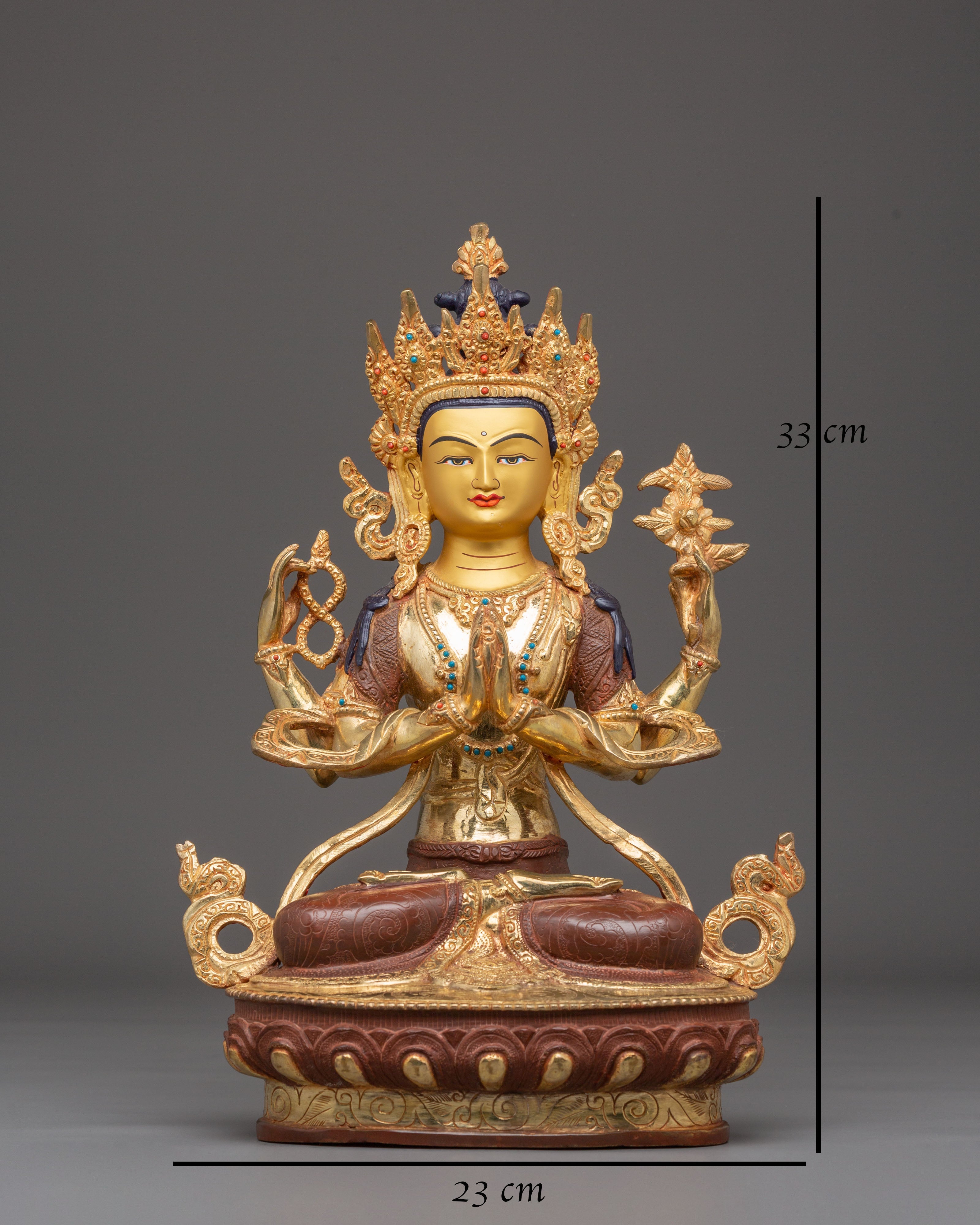 Sacred Bodhisattva Chenrezig Handcrafted Statue | Tibetan Avalokiteshvara Art