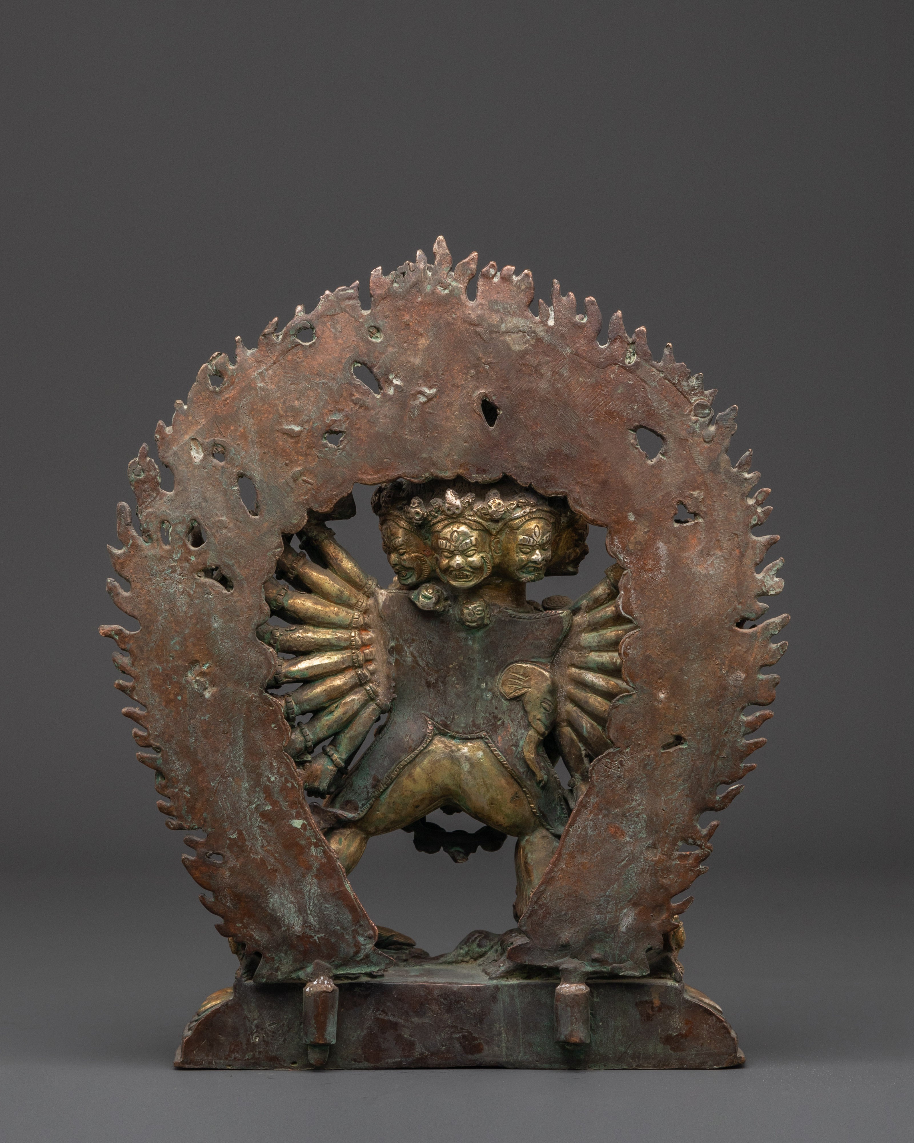 Handmade Gold Plated Yamantaka Statue | Copper Spiritual Art