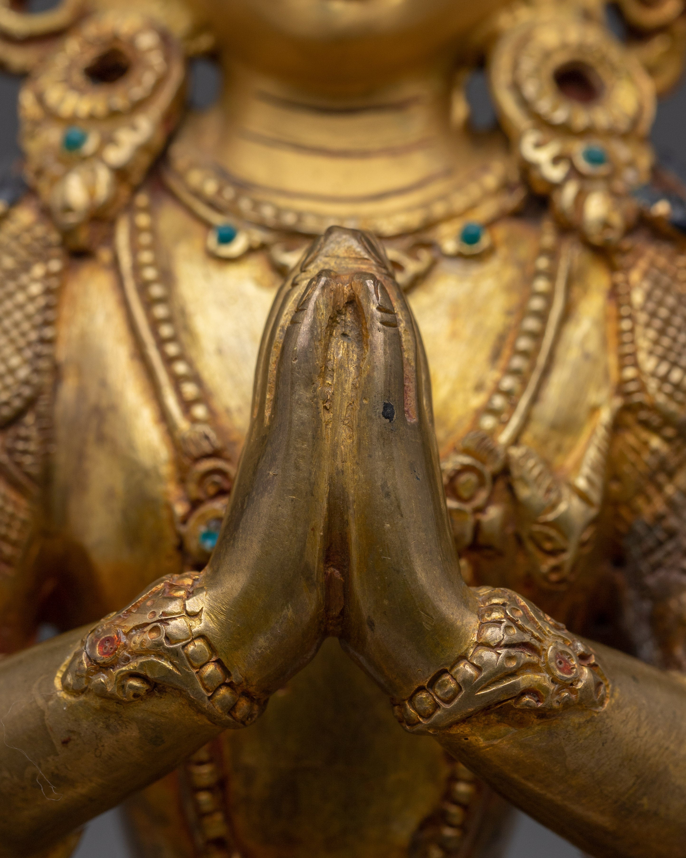 Four-Armed Chenrezig Deity in Copper | Buddhist Statue for Compassion