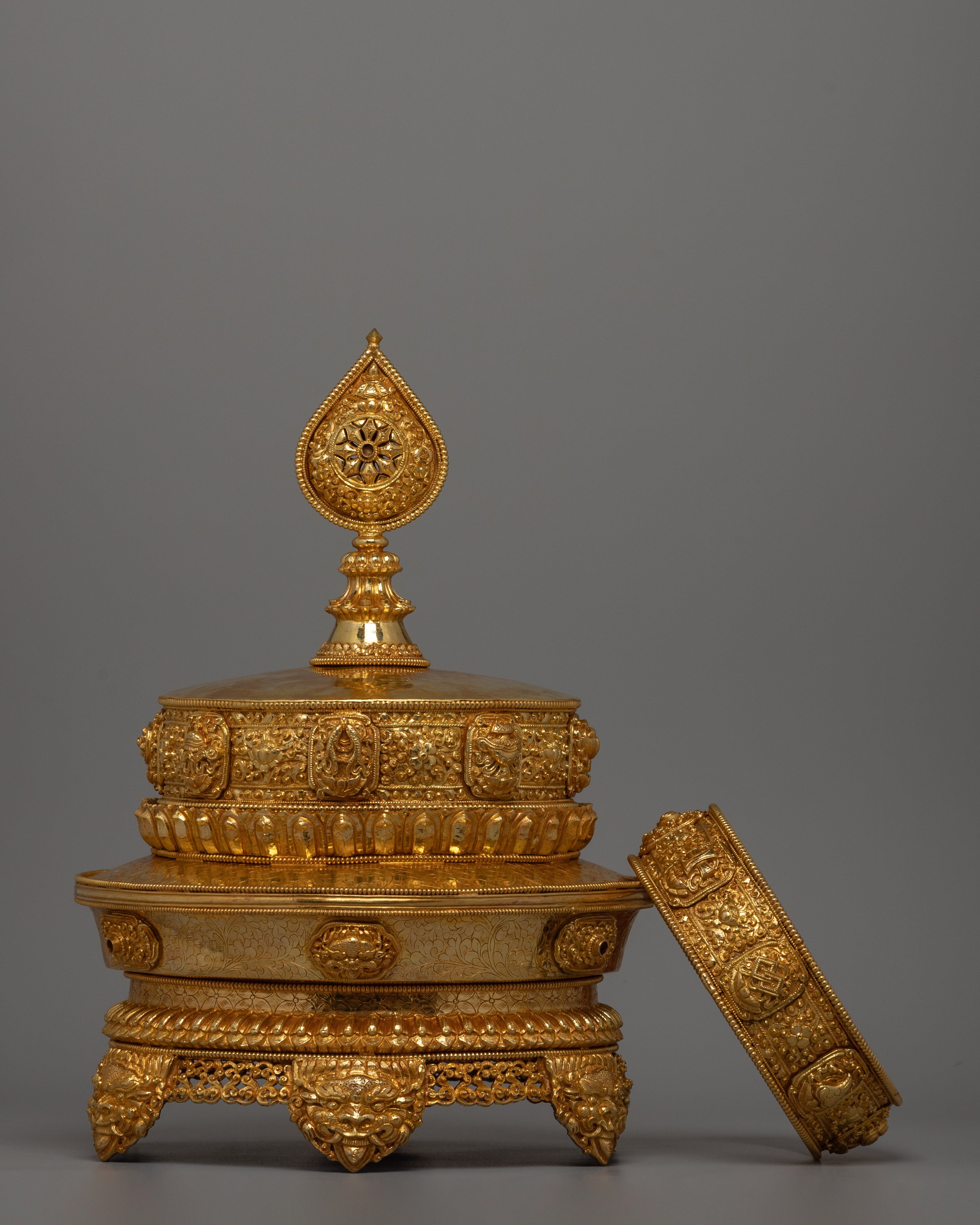 Gold-plated Stupa With a Copper Made | Spiritual Artifact, Sacred Meditation Symbol