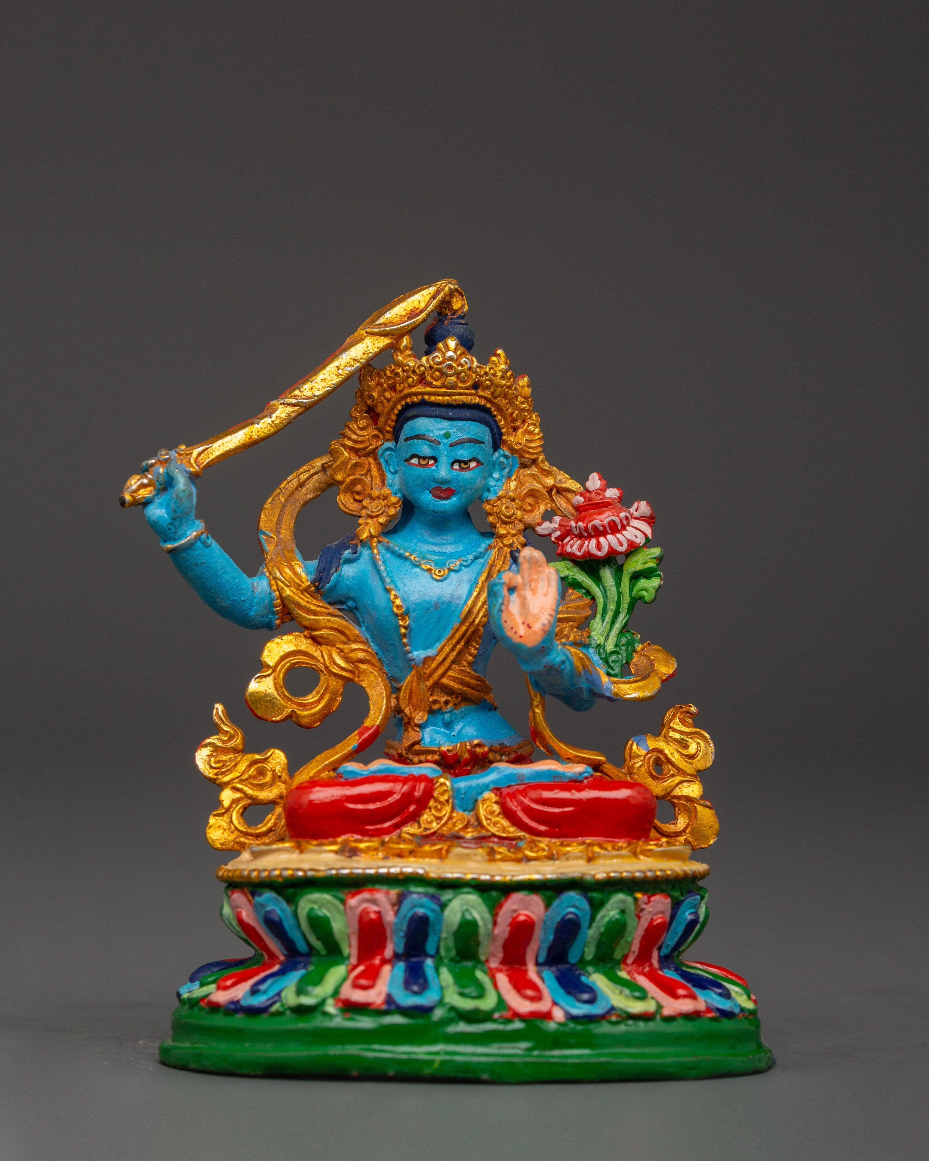 Manjushri Gold Plated Idol