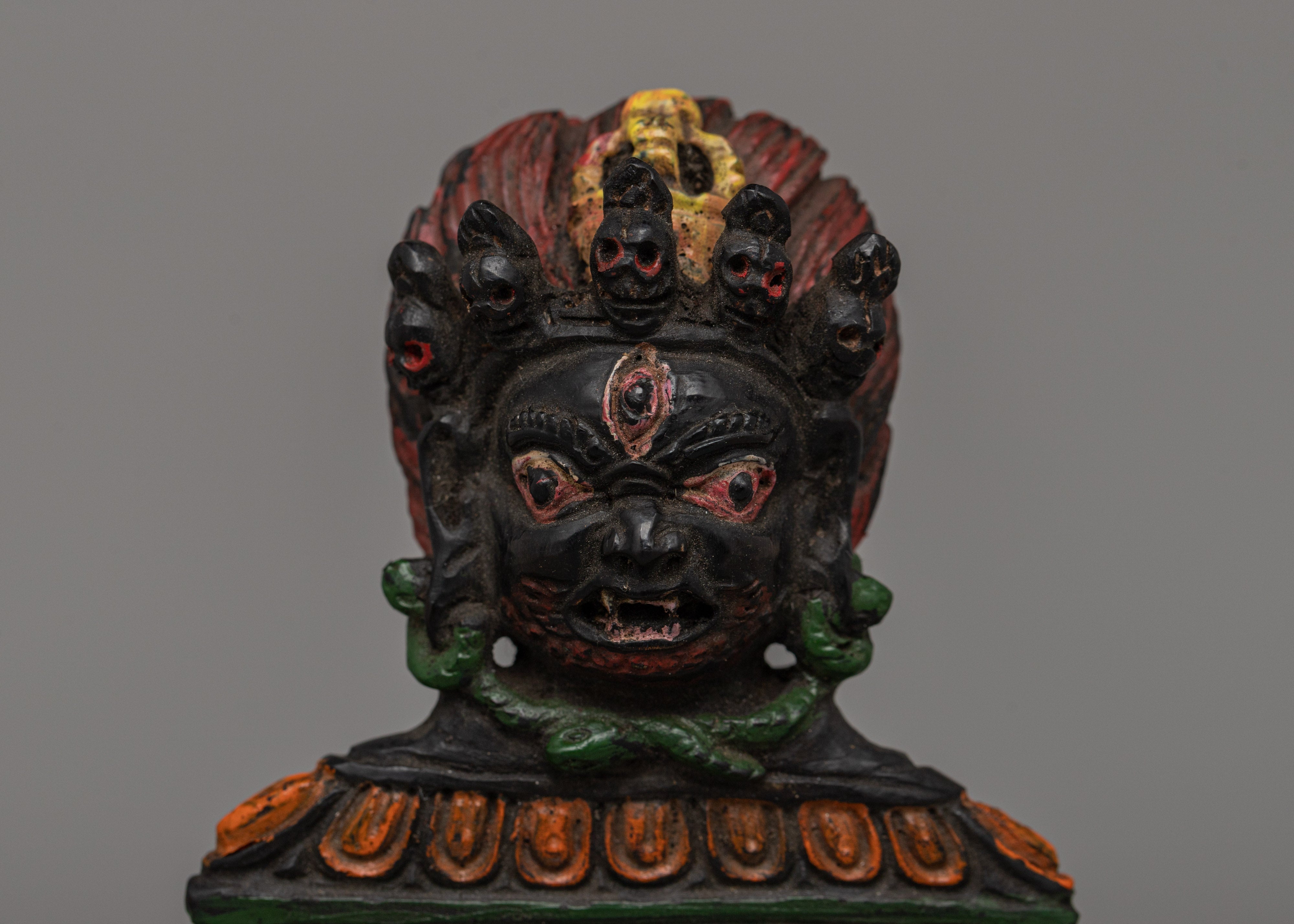 Hand-Carved Bhairav Head Decor | Spiritual Protection Idol