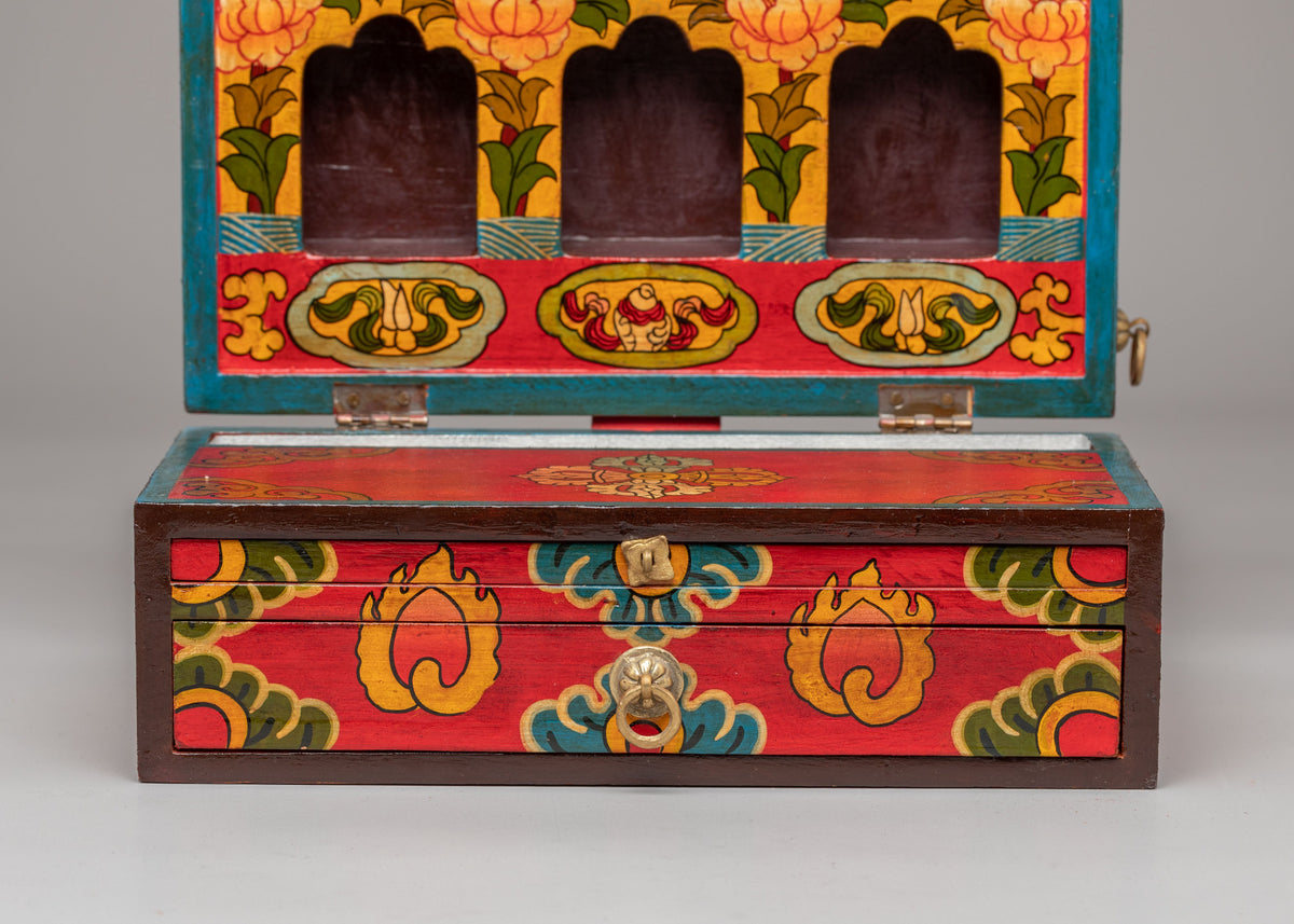 Spiritual Altar Box with Statue | Sacred Decor for Meditation & Rituals