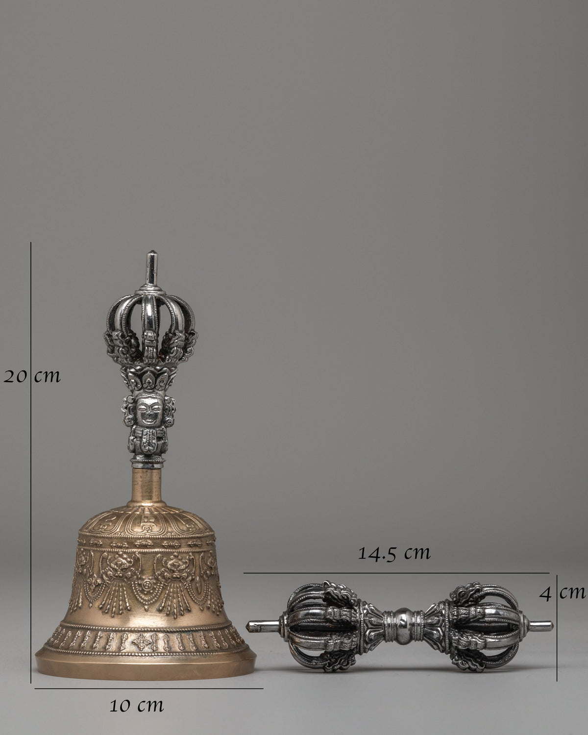 Handmade Ritual Dorje and Bell Set | Bronze and Iron Tibetan Ritual Instruments