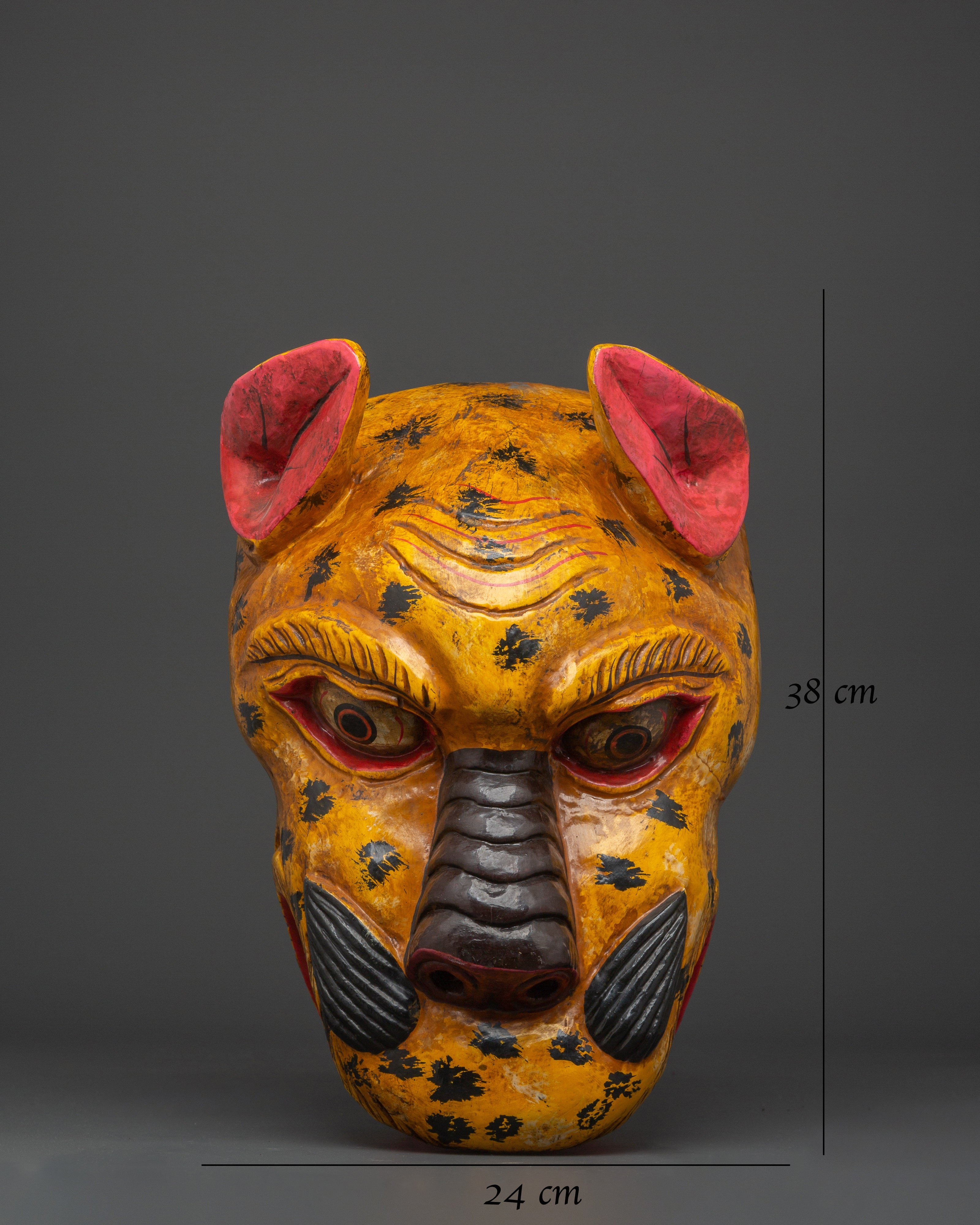 Handcrafted Leopard Wall Mask in Painted Wood | Himalayan Animal Spirit Decor