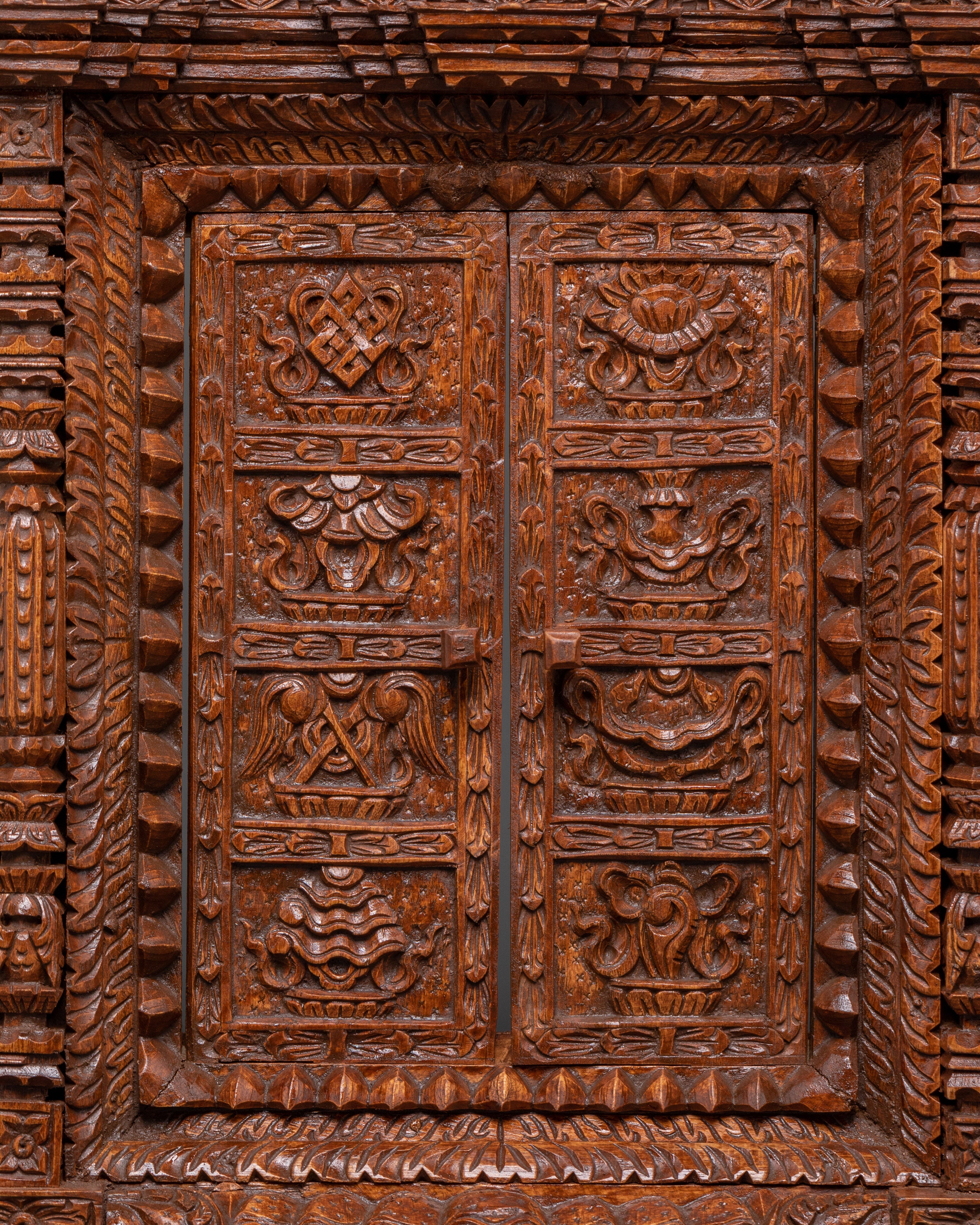 Auspicious Symbols Adina Wood Wall Hanging | Handcrafted Spiritual Decor