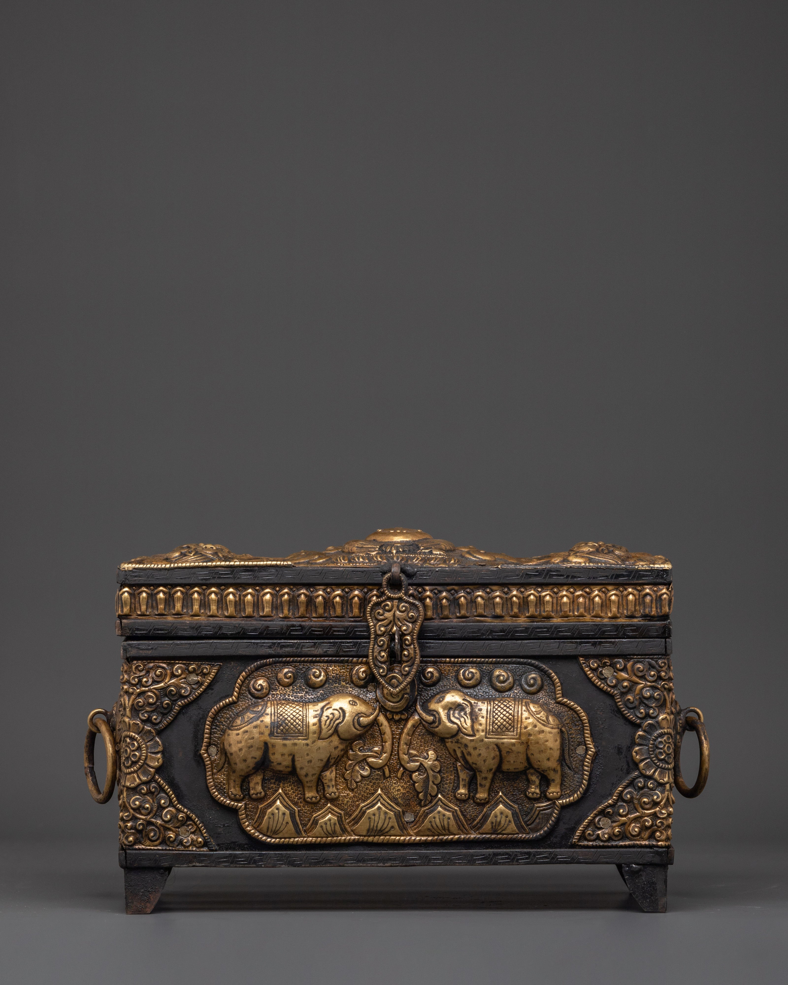 Treasure Chest Decor | Chest with Elephant Carvings