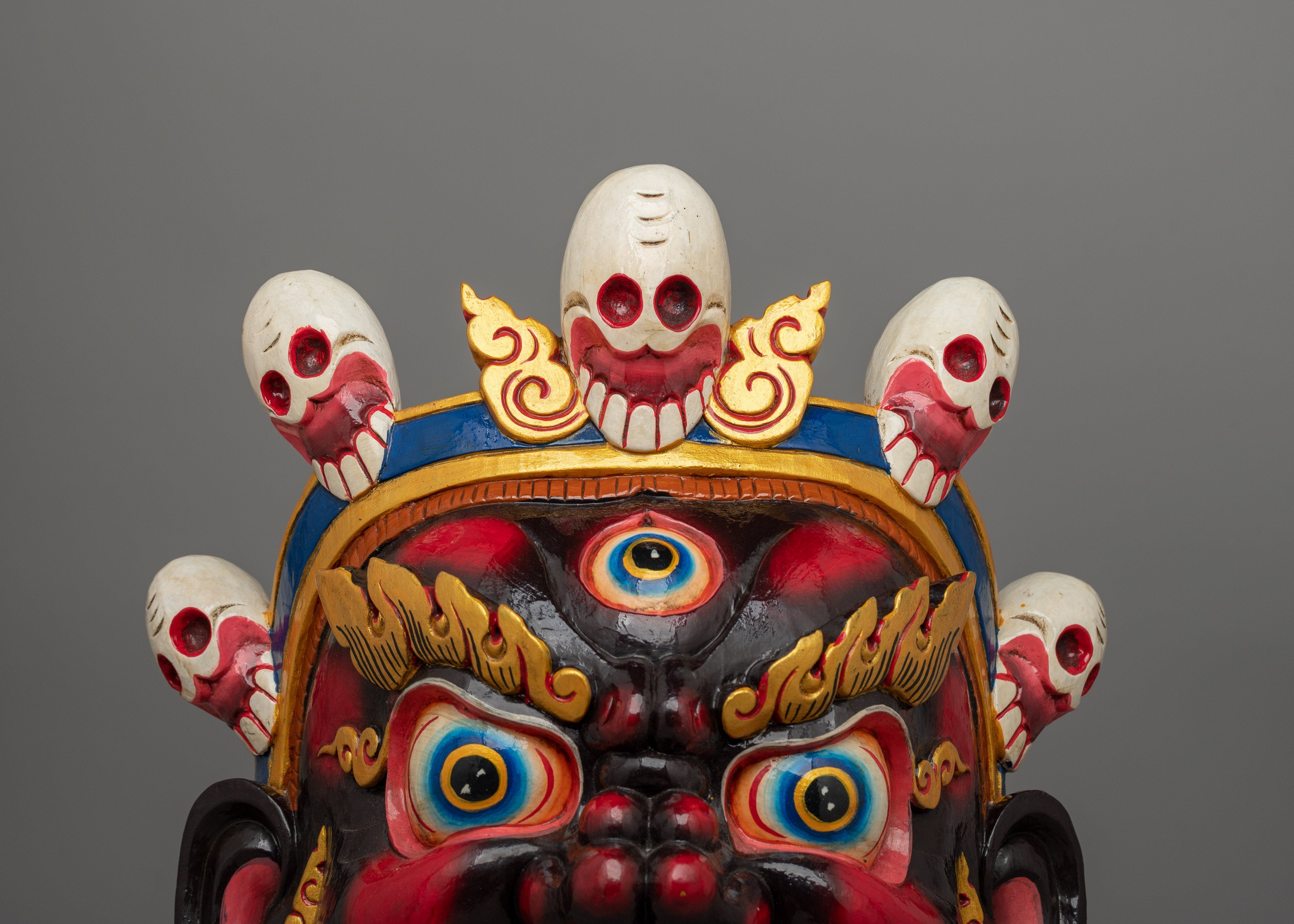 Wrathful Bhairav Mahakala Mask | Handcrafted Wooden Spiritual Artifact