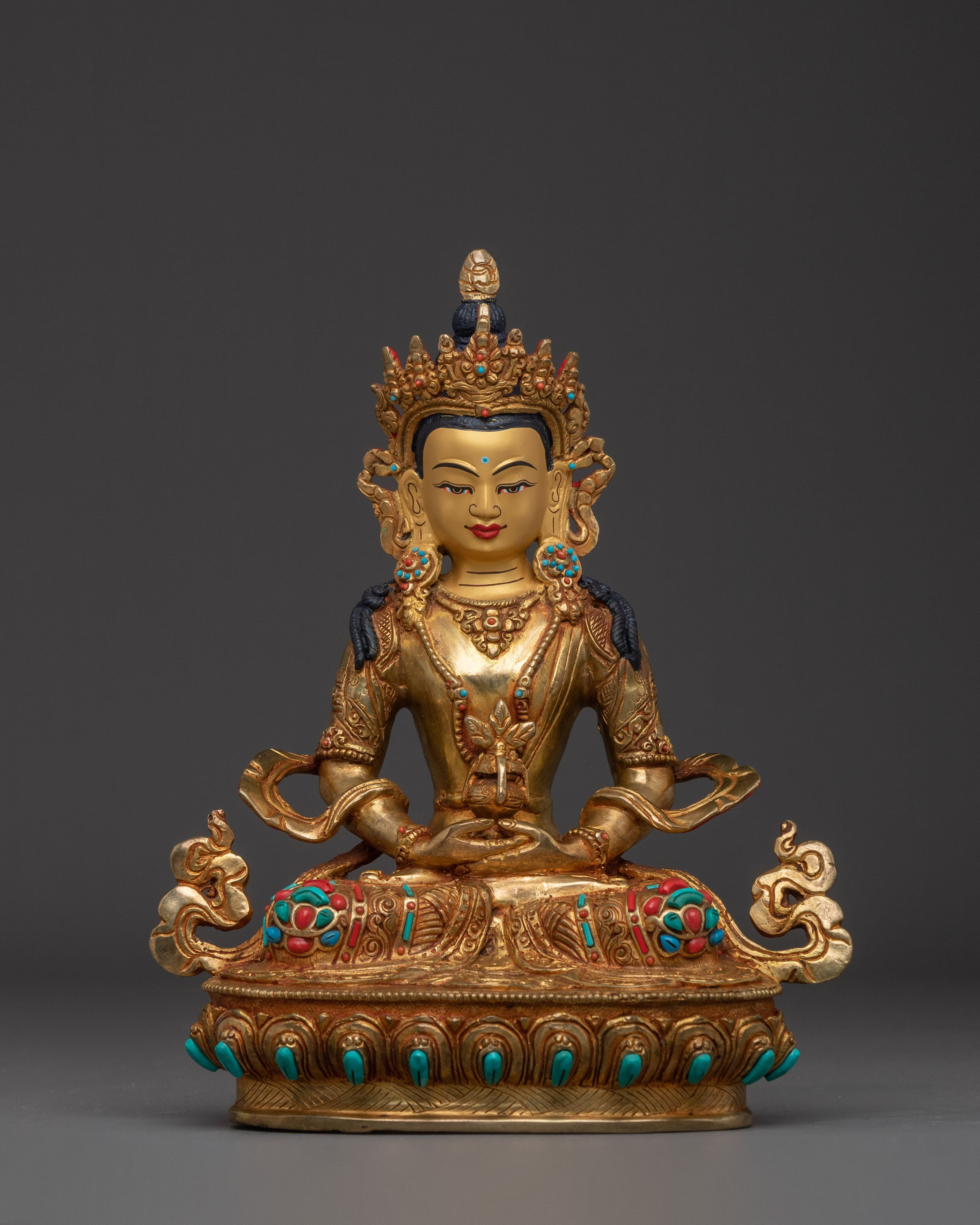 Golden Amitayus Figurine | Buddha of Infinite Light