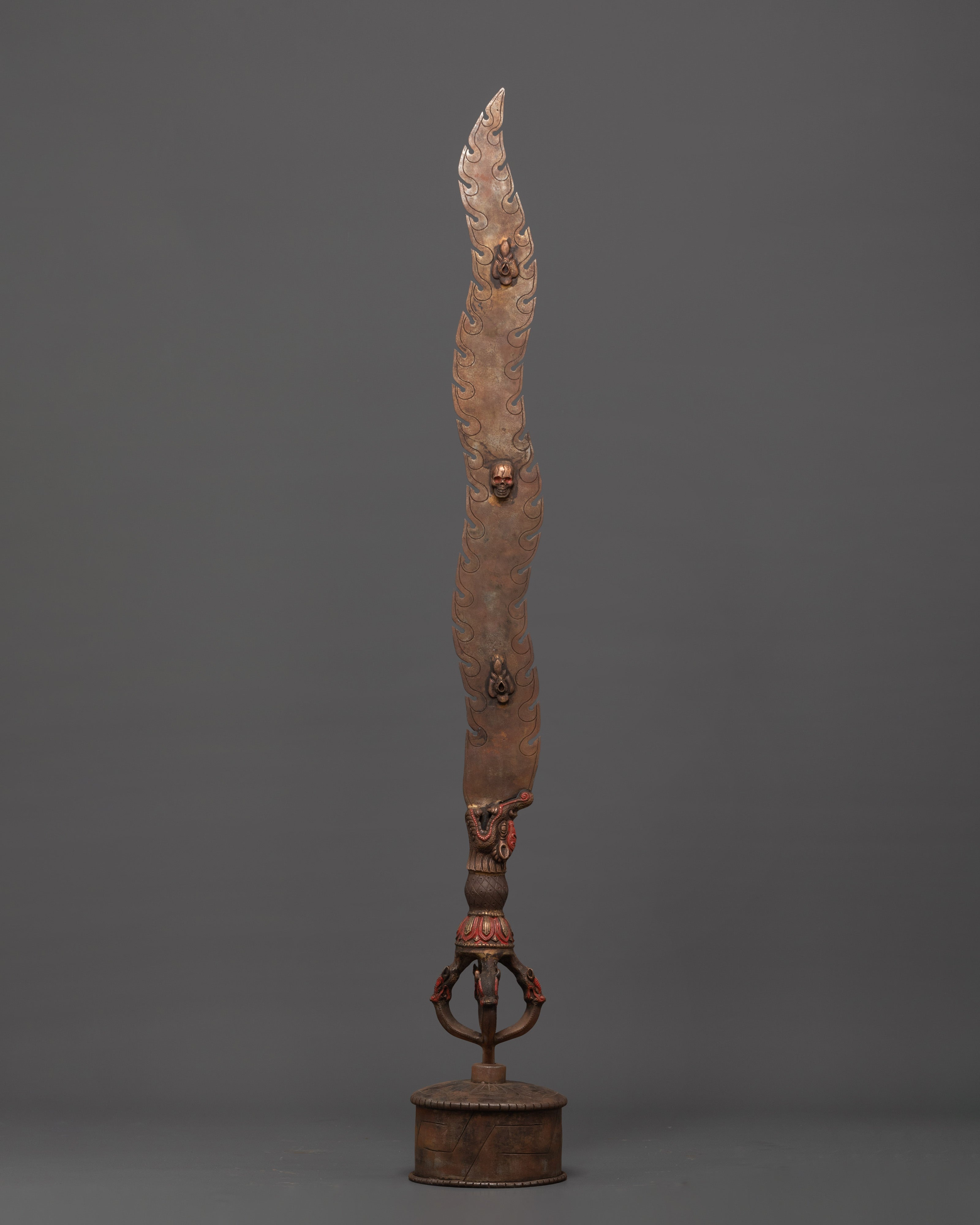 Handcrafted Copper and Iron Sword with Skull Engraving