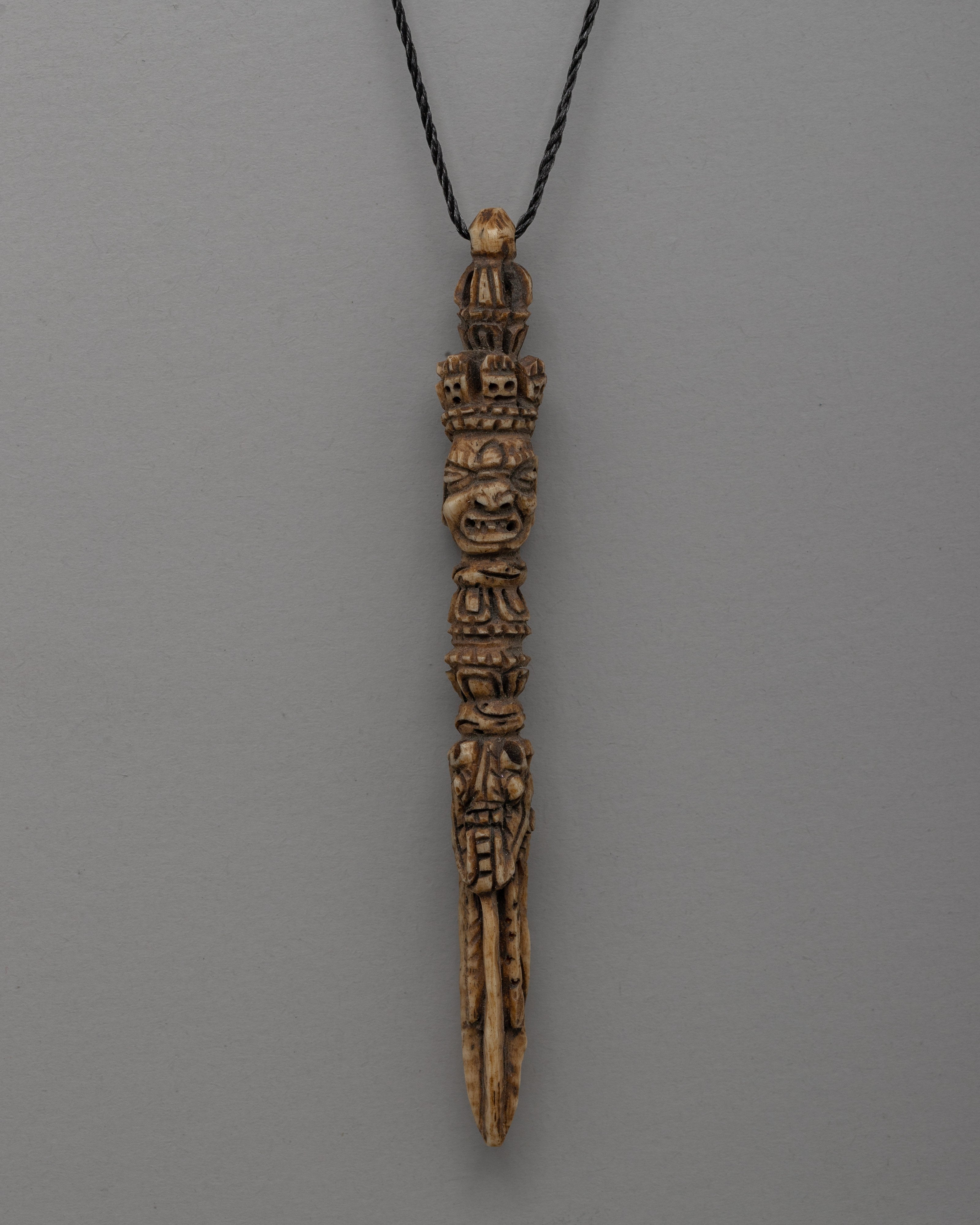 Hand-Carved Buffalo Bone Tibetan Buddhist Locket